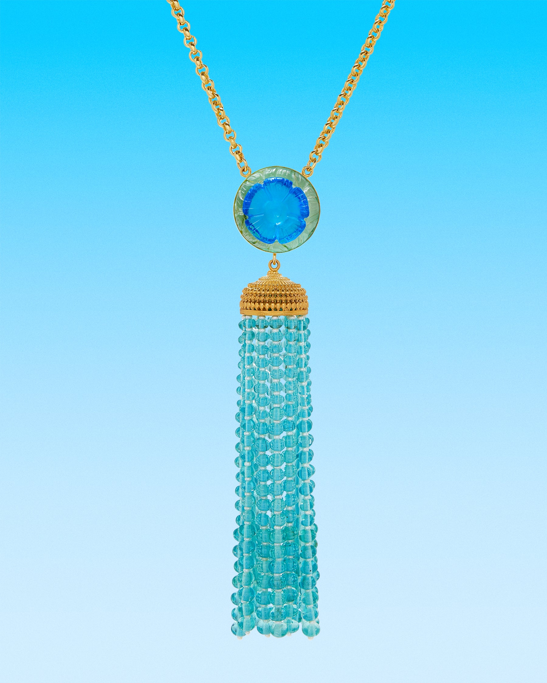 Atherton Aquamarine Tassel Pendant Necklace