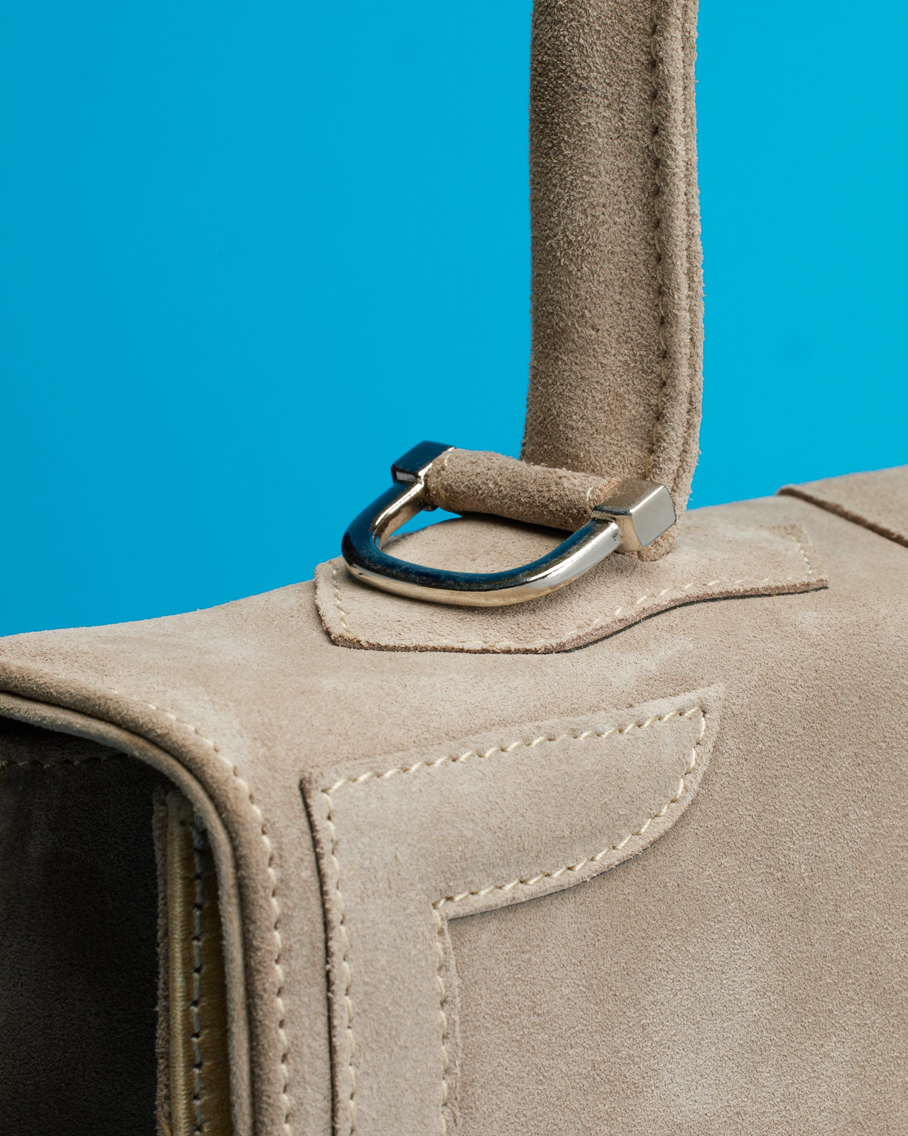 Marquise Paris Recontre Équestre Top Handle Shoulder Bag in Sand-Detail of Handle