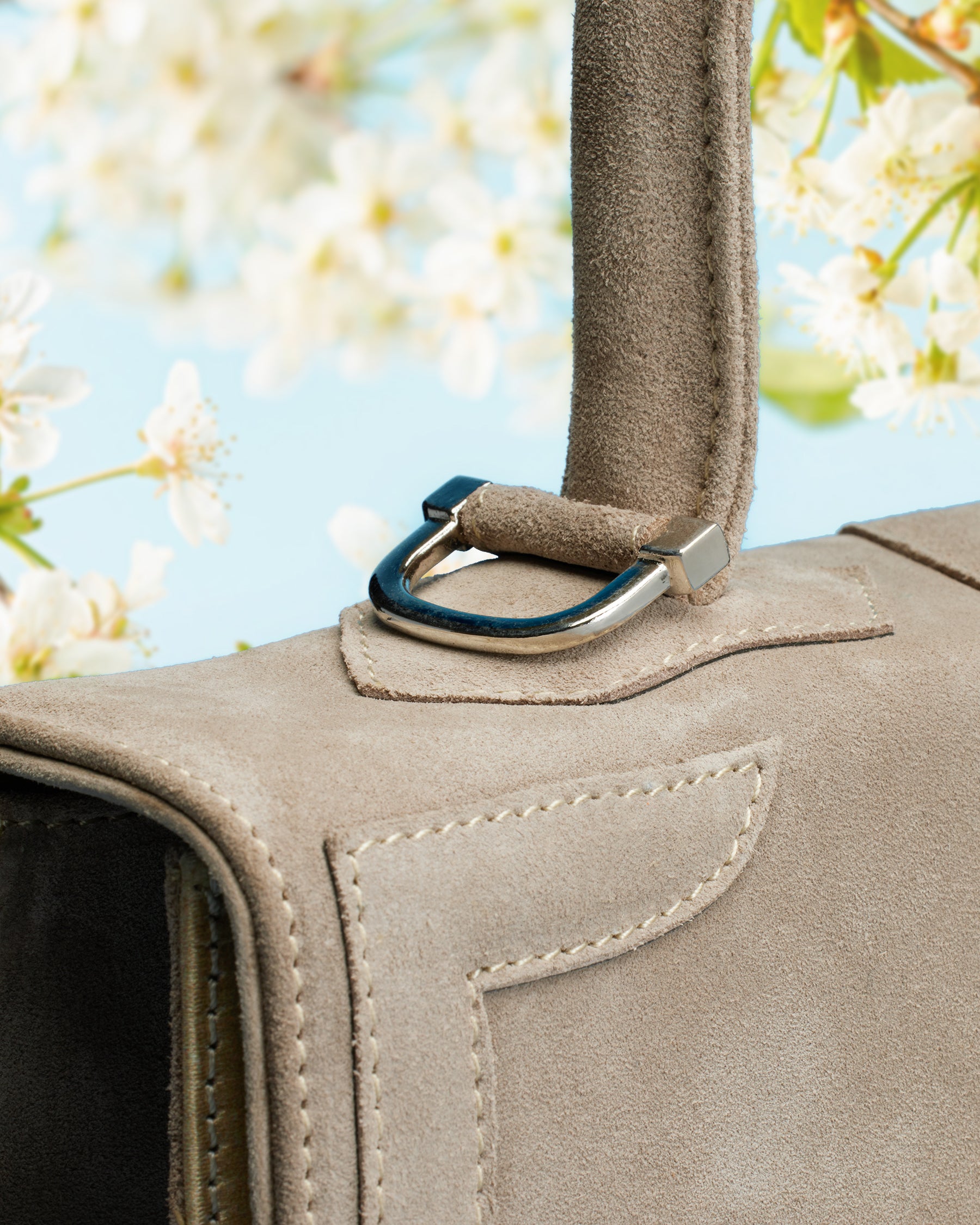 Marquise Paris Marquise Le Perdreau Top Handle Shoulder Bag in Sand-Closeup of Handle