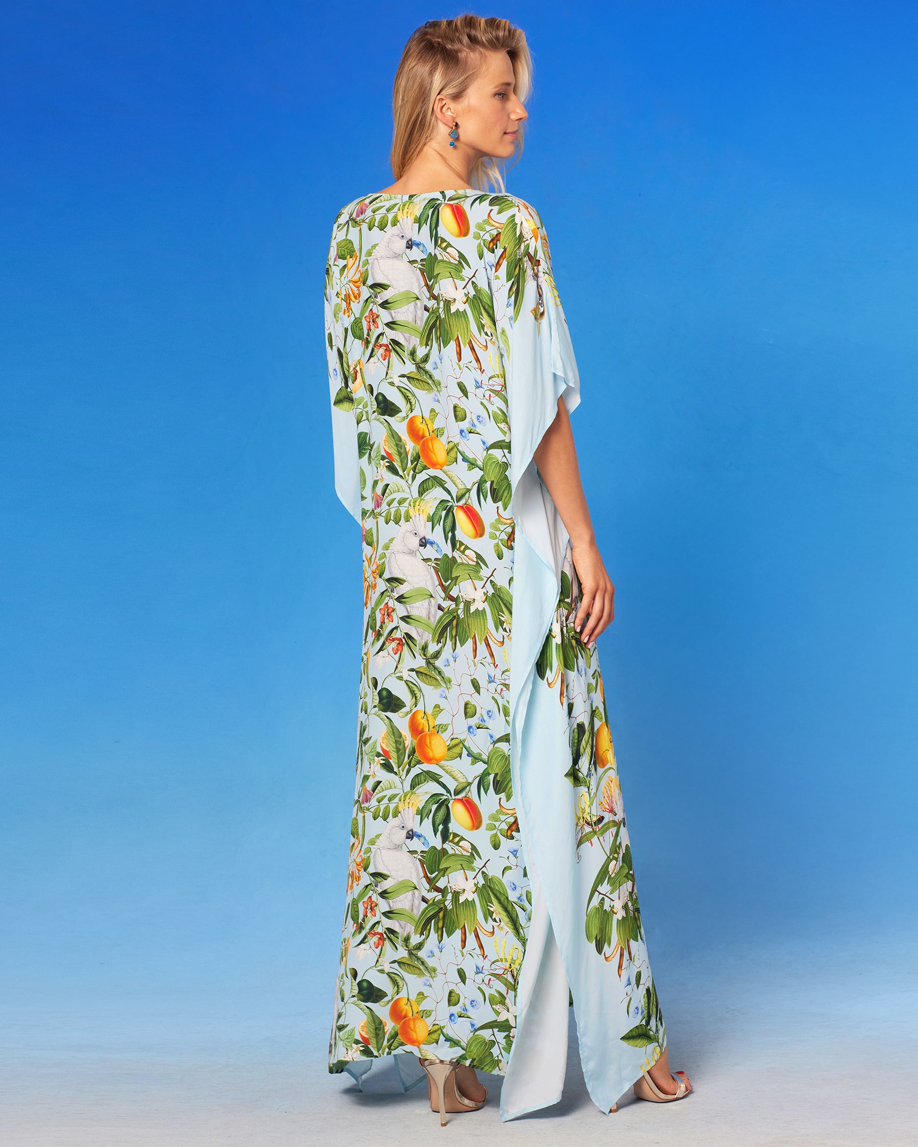 Bali Long Kaftan in Exotic Orchard