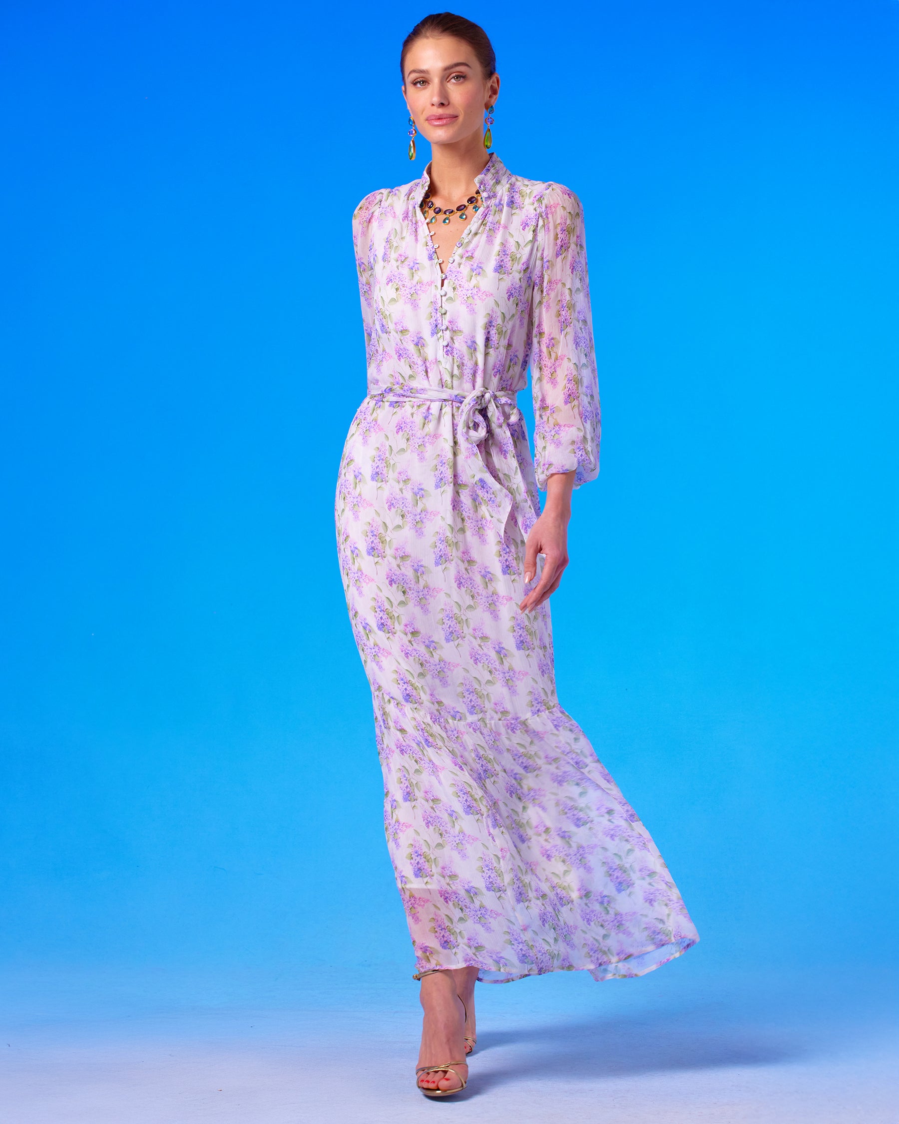 Nicoblu Blythe Maxi Crinkle Chiffon Dress in Lavender Floral PETITE-2 Nicoblu Blythe Maxi Crinkle Chiffon Dress in Lavender Floral PETITE-2
