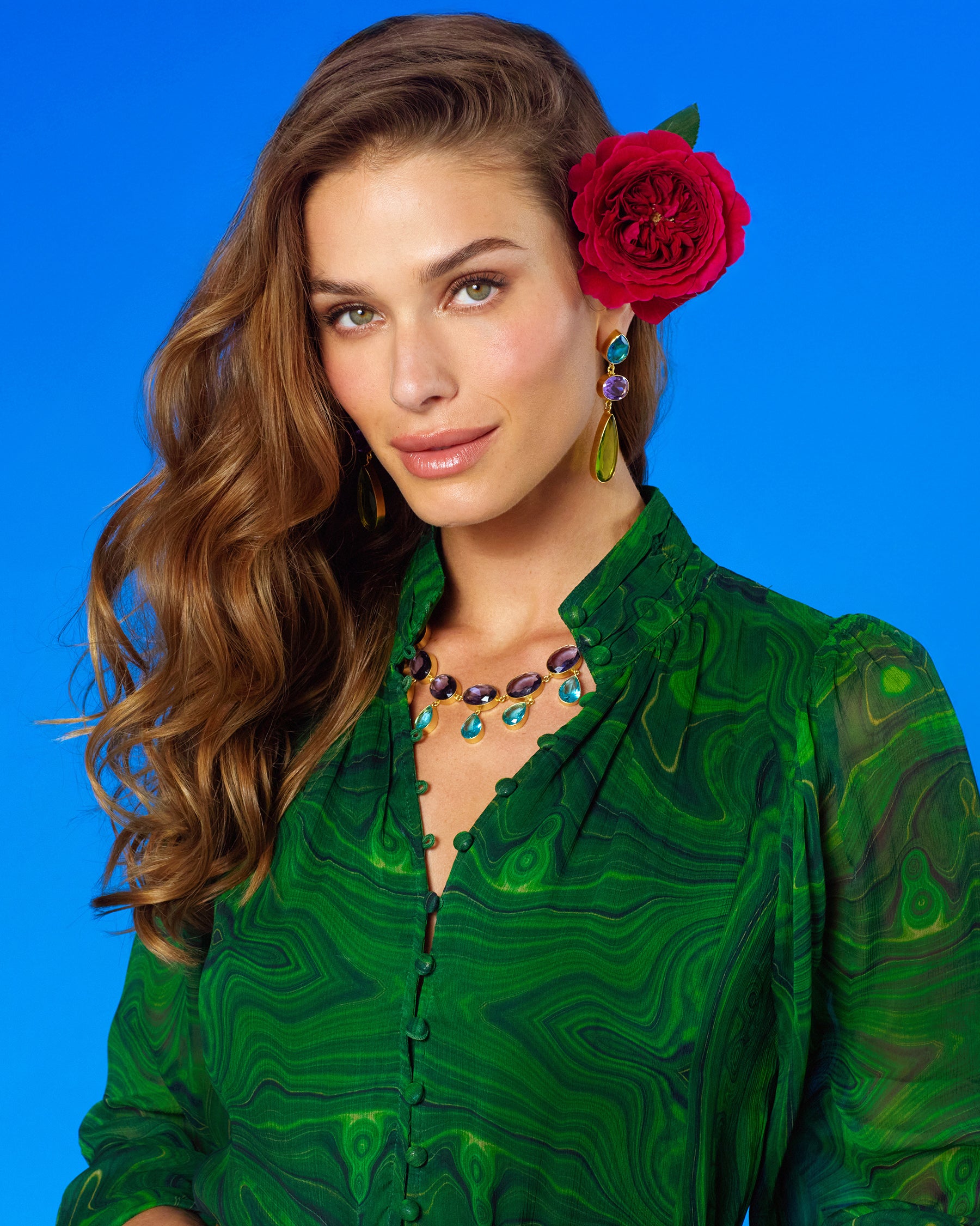 Blythe Maxi Crinkle Chiffon Dress in Malachite portrait