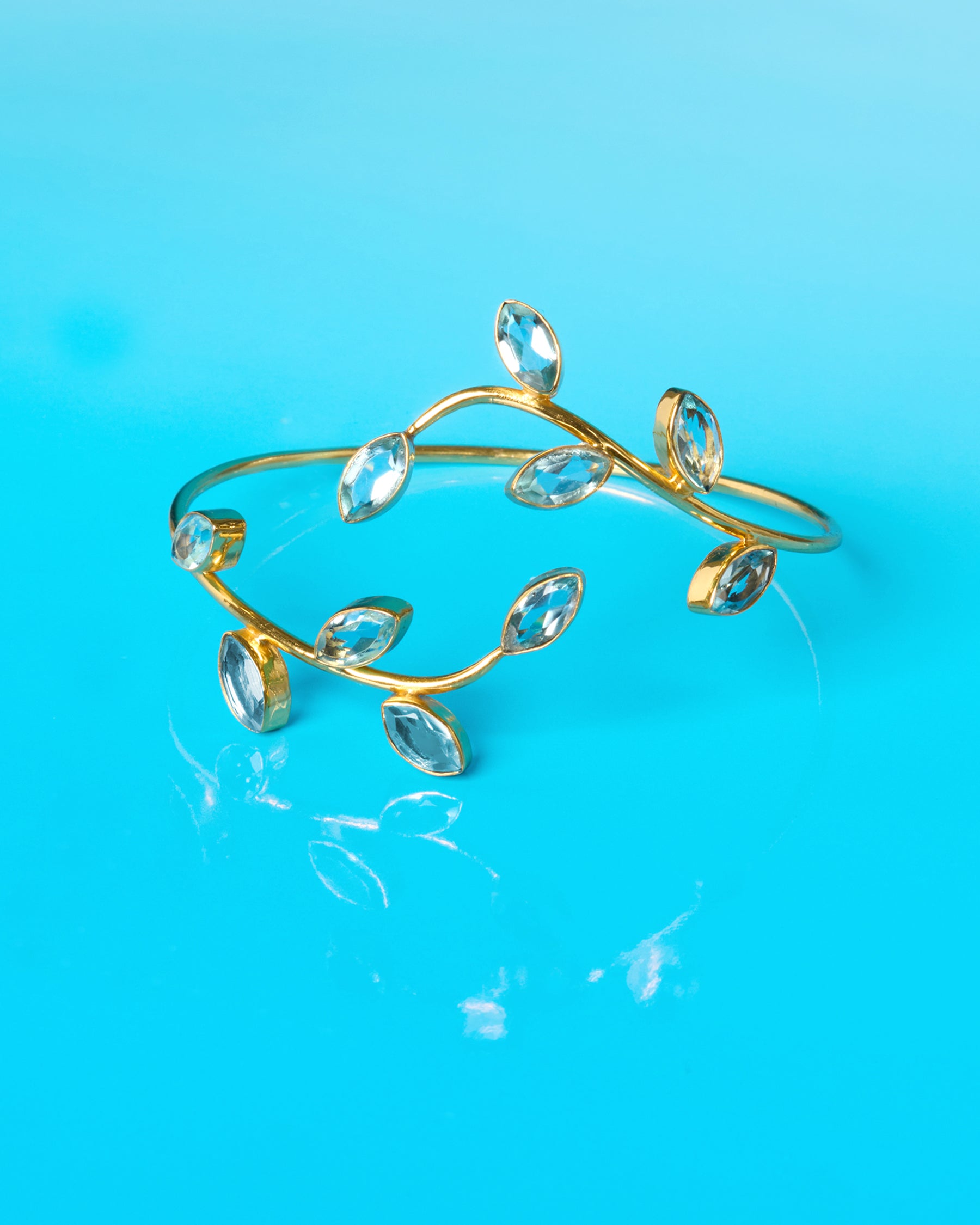 Caitlin Crystal Blue Cuff Bracelet