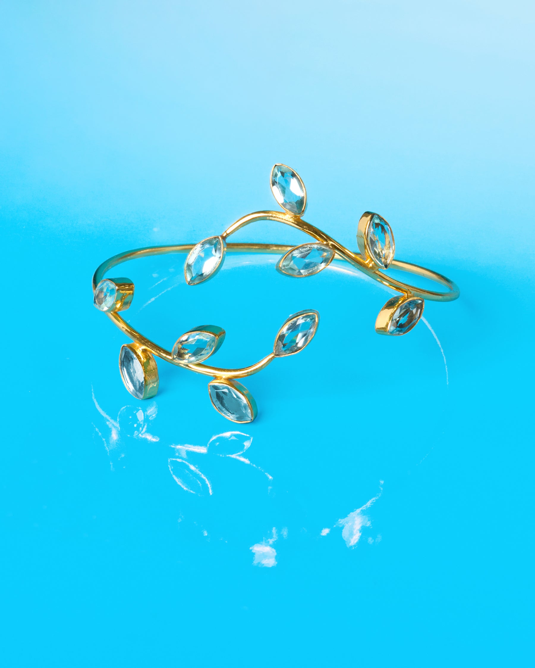 Caitlin Crystal Blue Cuff Bracelet
