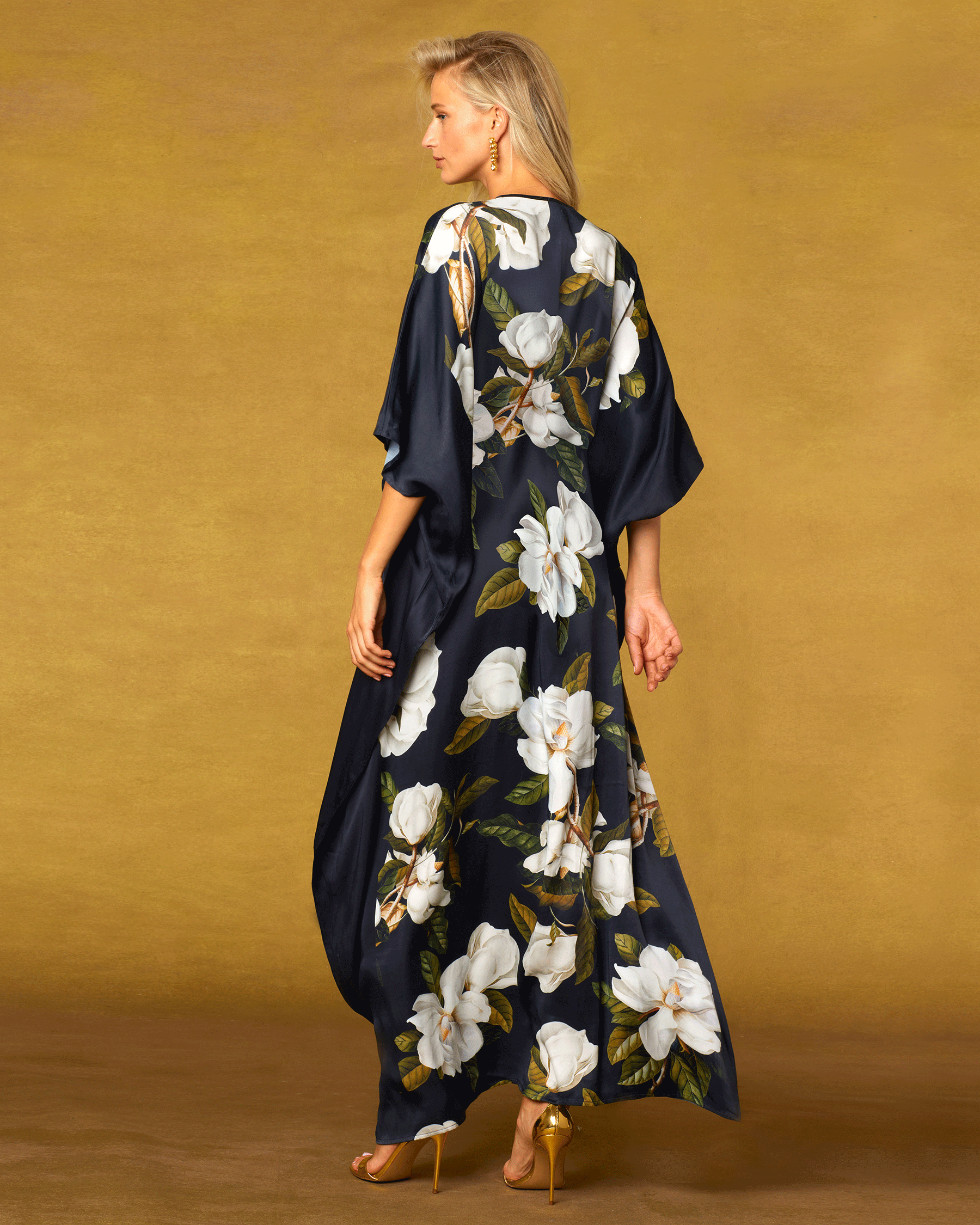 Camellia Silk Kaftan-Back View