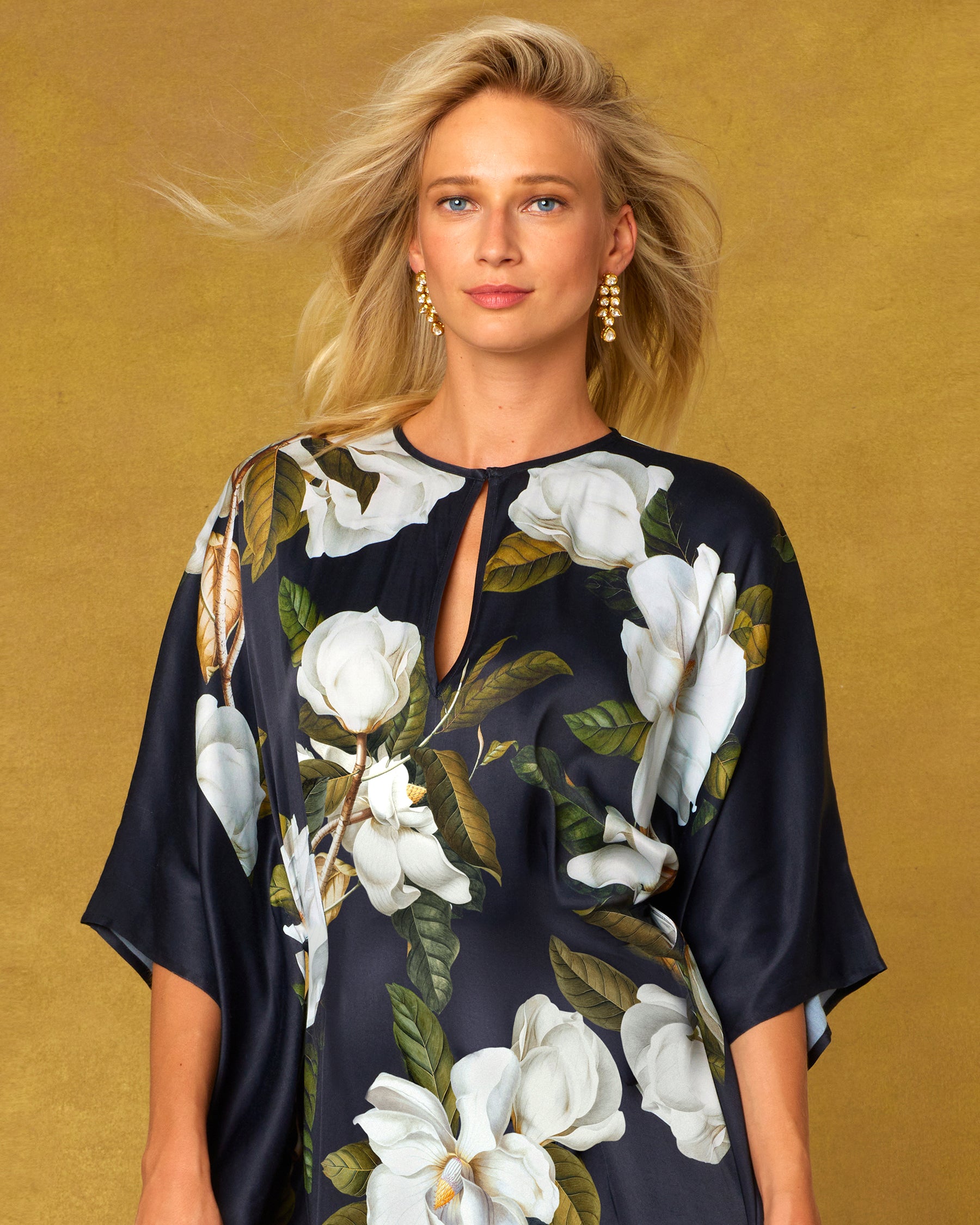 Camellia Silk Kaftan-Portrait