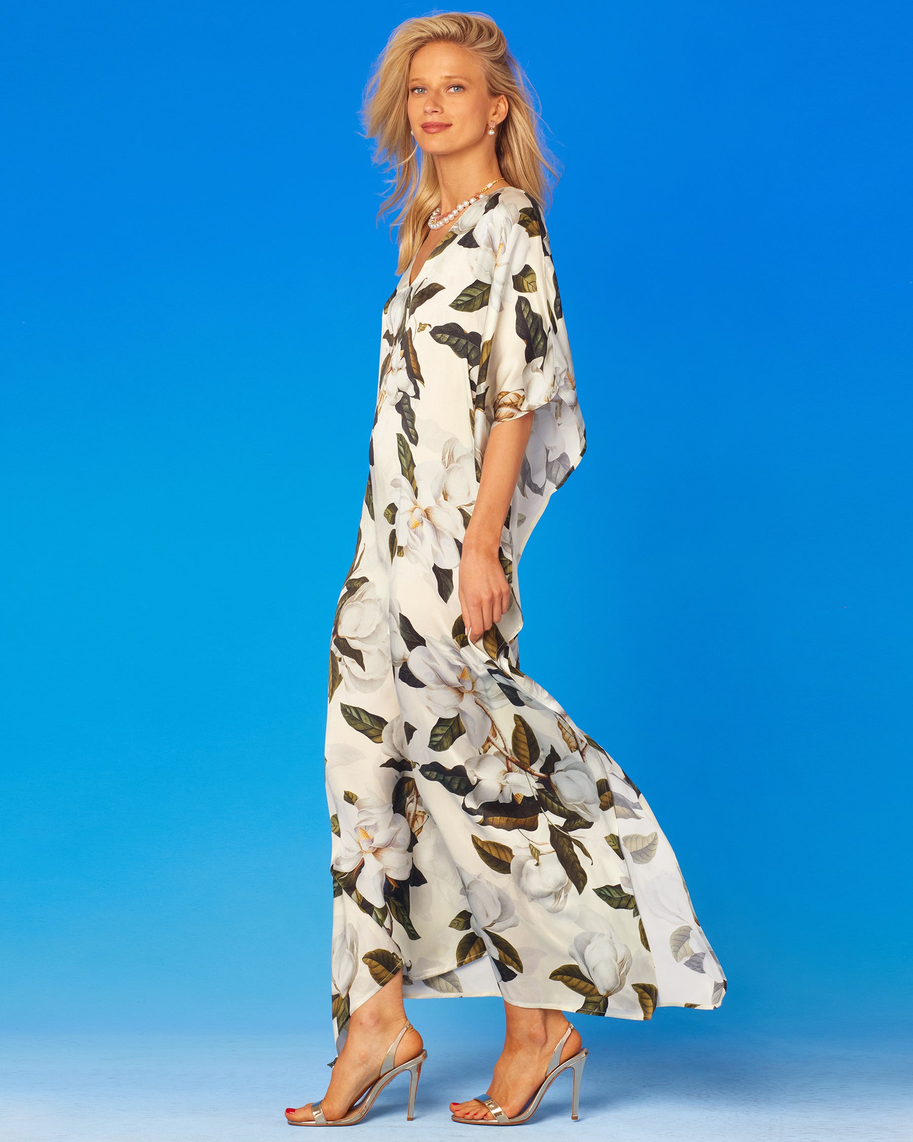 Magnolia Silk Kaftan-Side View