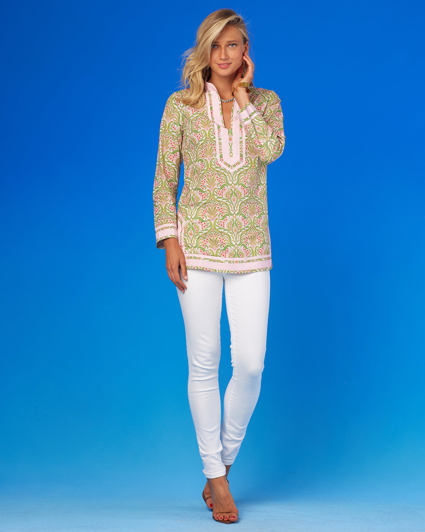 Capri Tunic in Delicate Ferns-Front View