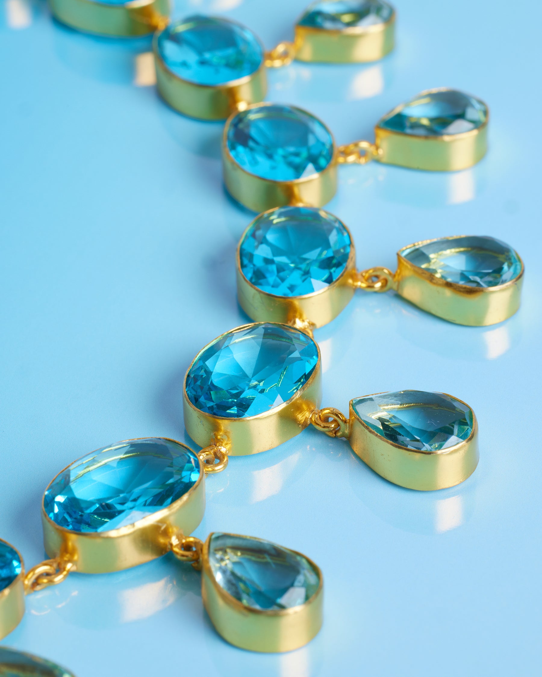 Chiara Dewdrop Necklace in Bermuda Blues-Detail