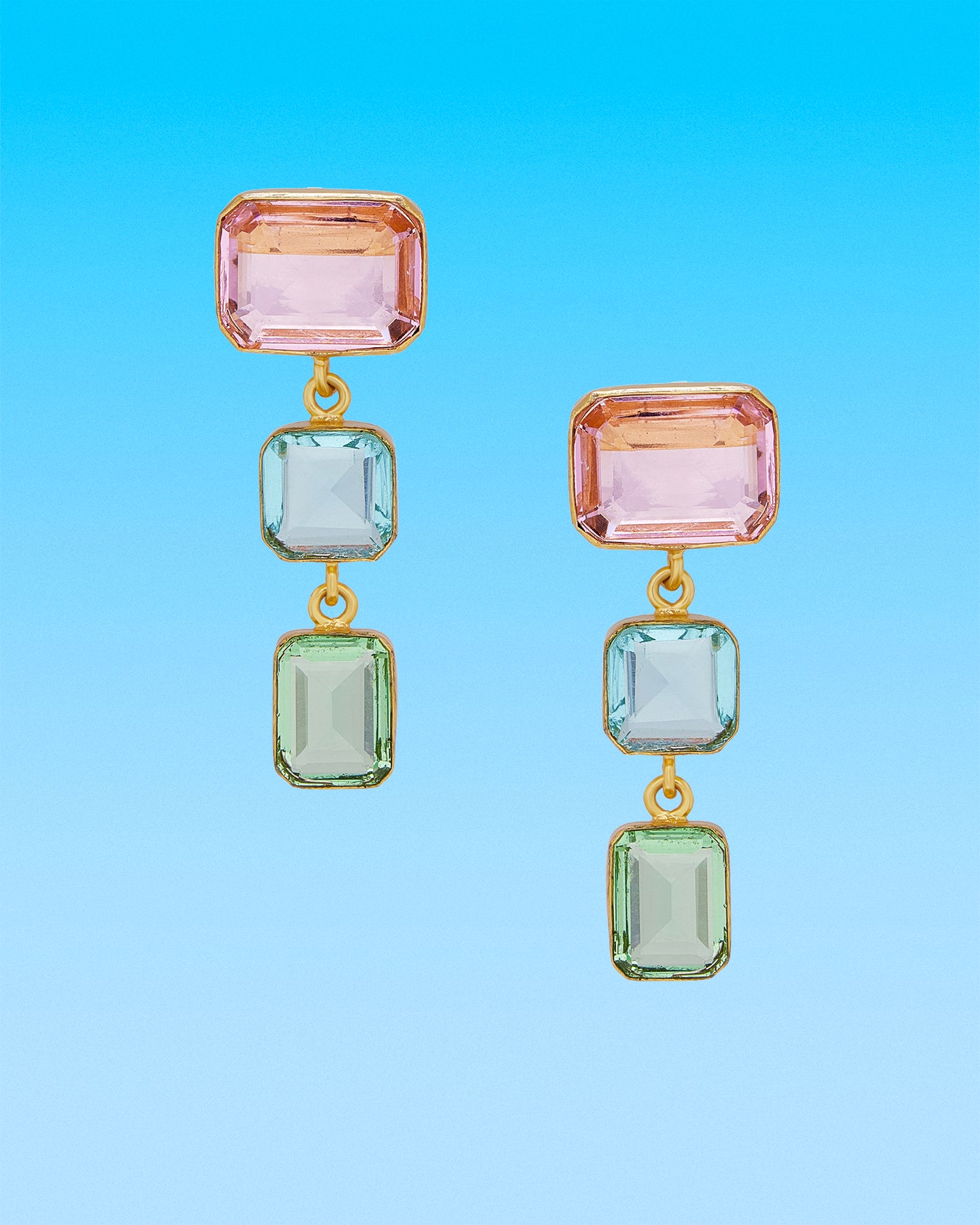 Clara Octagonal Drop Earrings in Soft Pastels