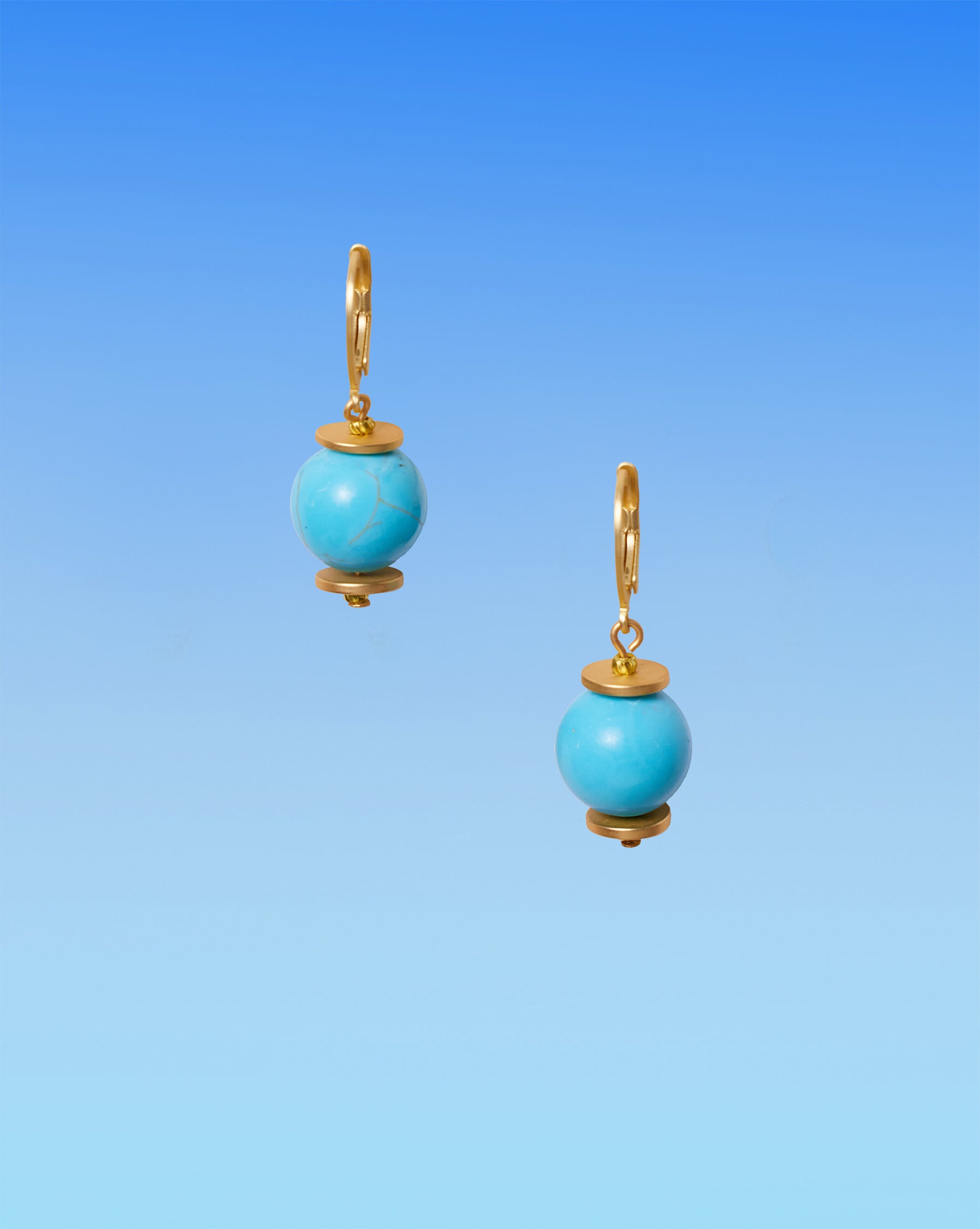 Deborah Grivas Turquoise Howlite and Matte Gold Accent Earrings