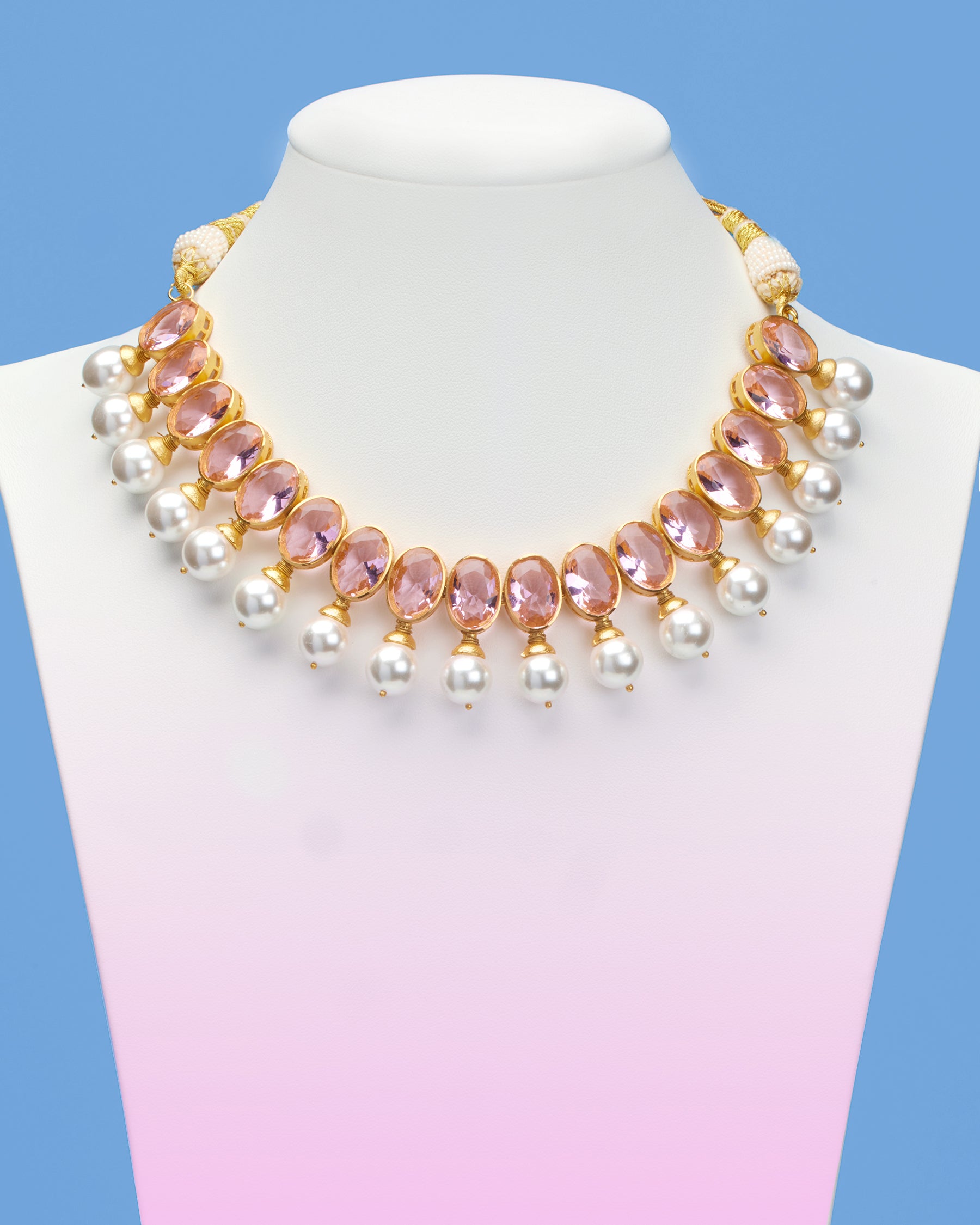 Gia Statement Necklace in Crystal Rose