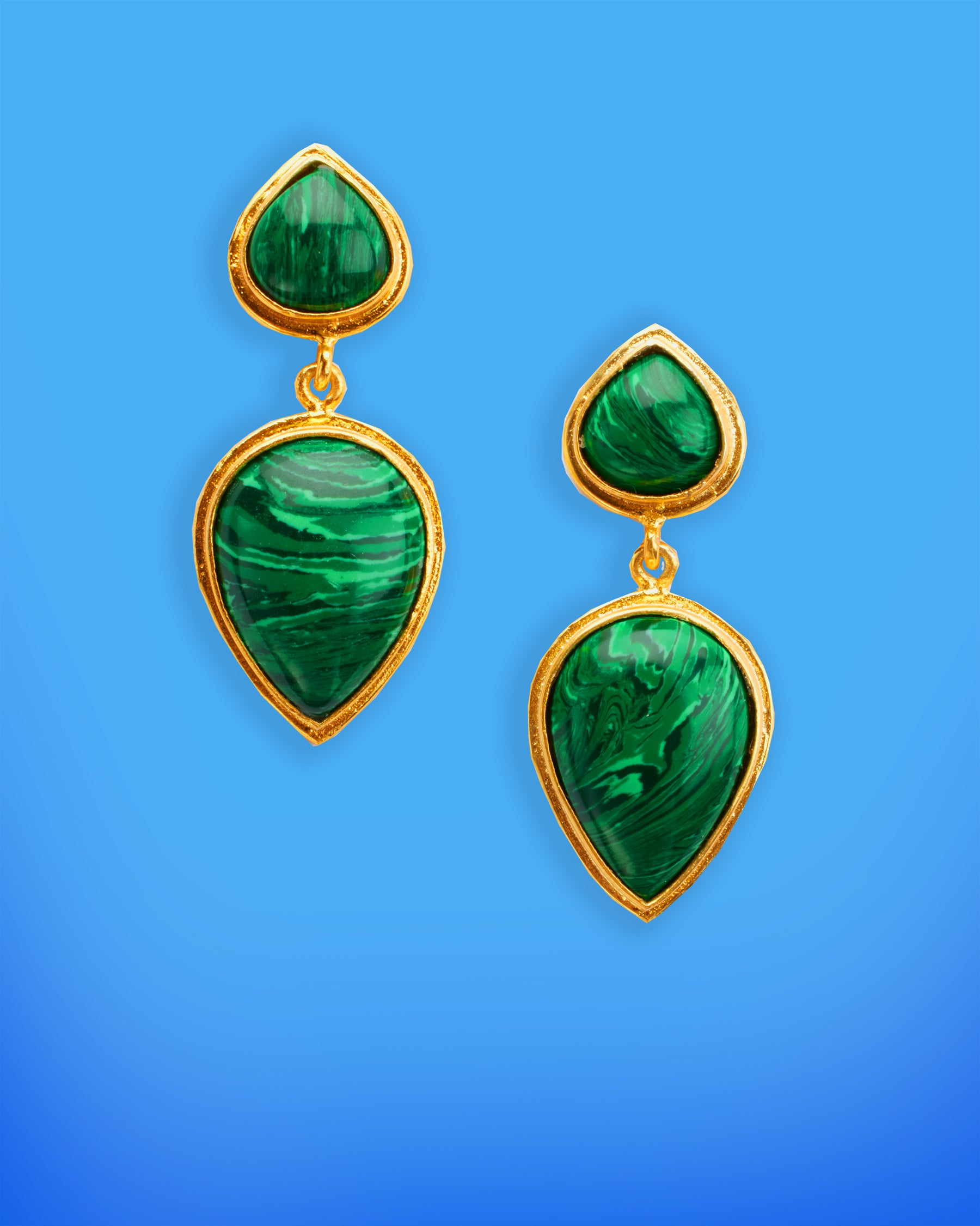 Hadley Tear Drop Earrings in Malachite