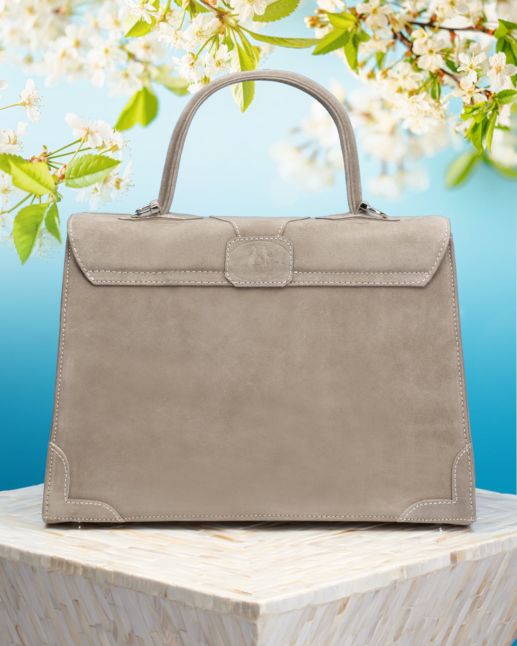 Marquise Paris Marquise Le Perdreau Top Handle Shoulder Bag in Sand-Back View