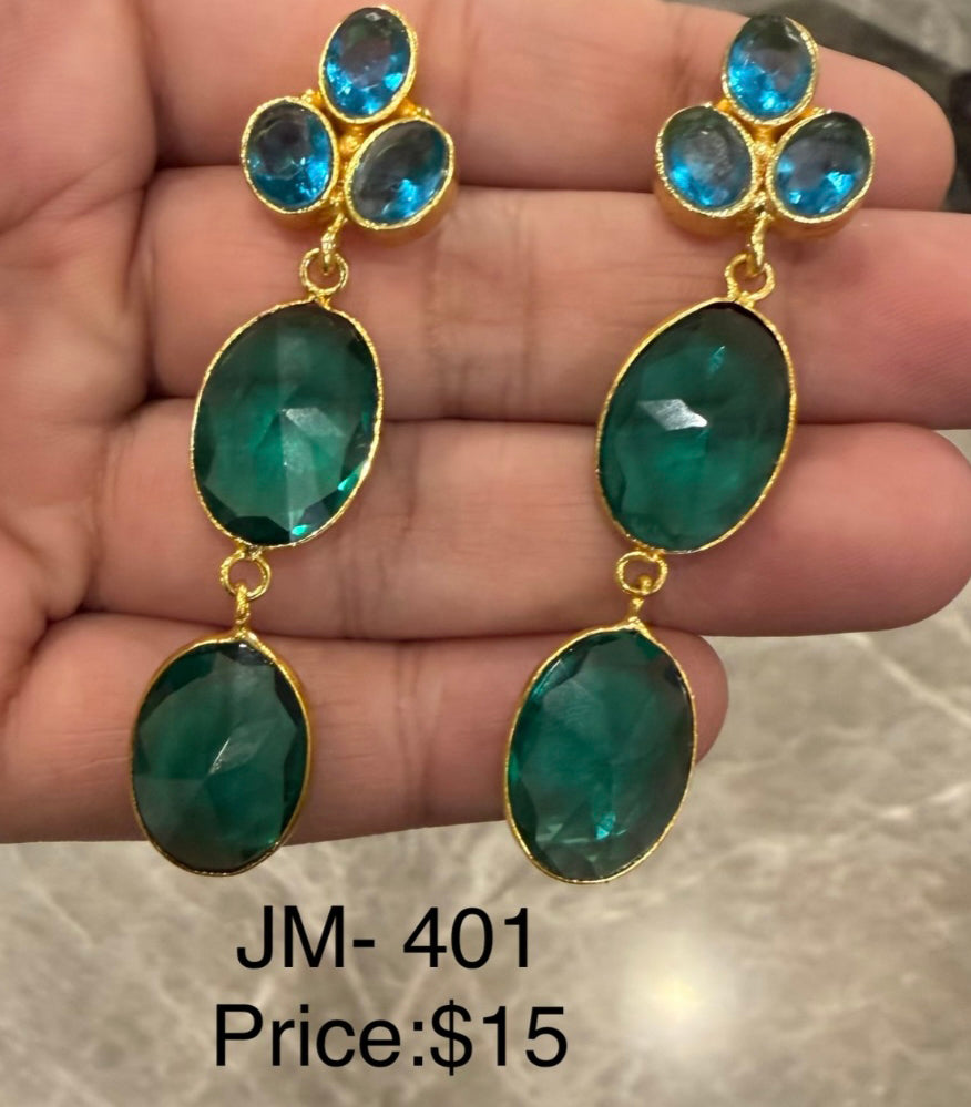 Eleanora Statement Drop Earrings in Jungle Green