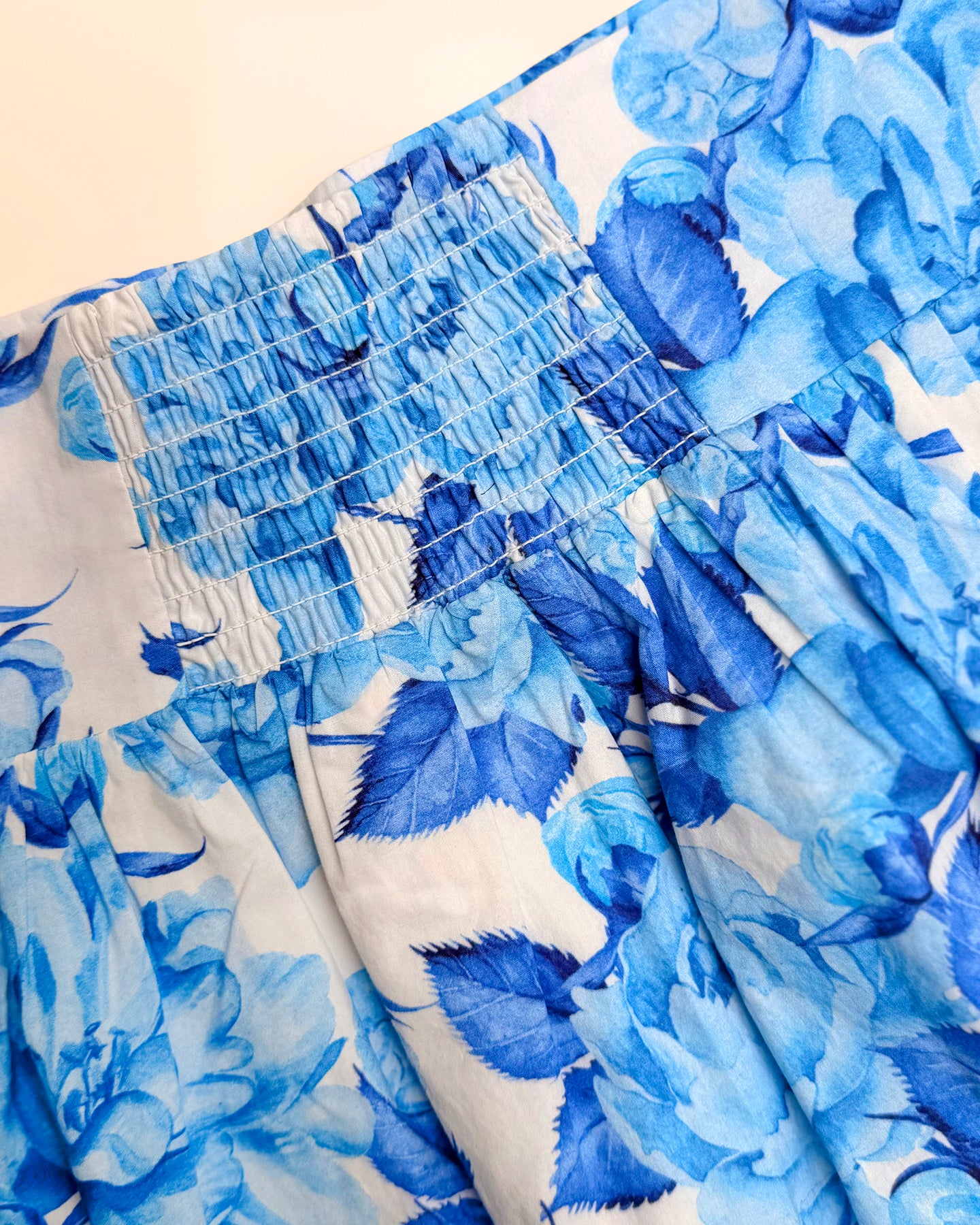 Detail of the back elastic waistband of the Alexandra Skirt