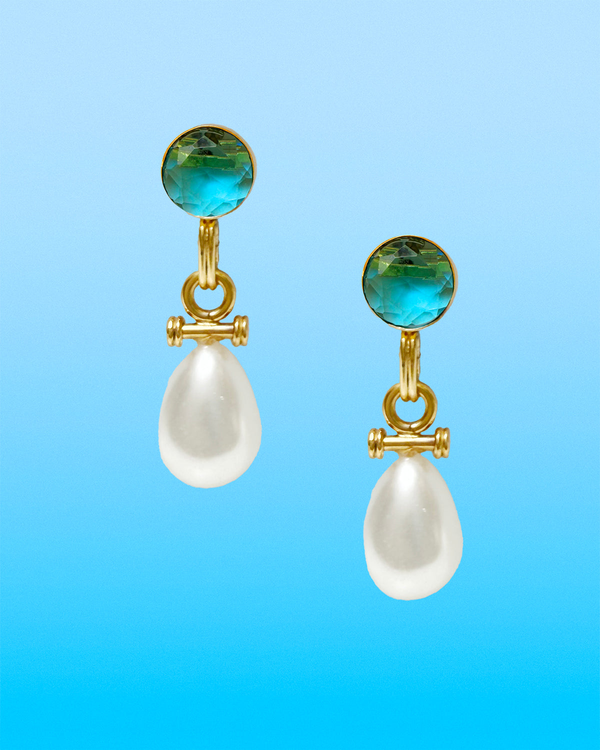 NicoBlu® Inez Pearl Pendant Earrings in Aquamarine Crystal