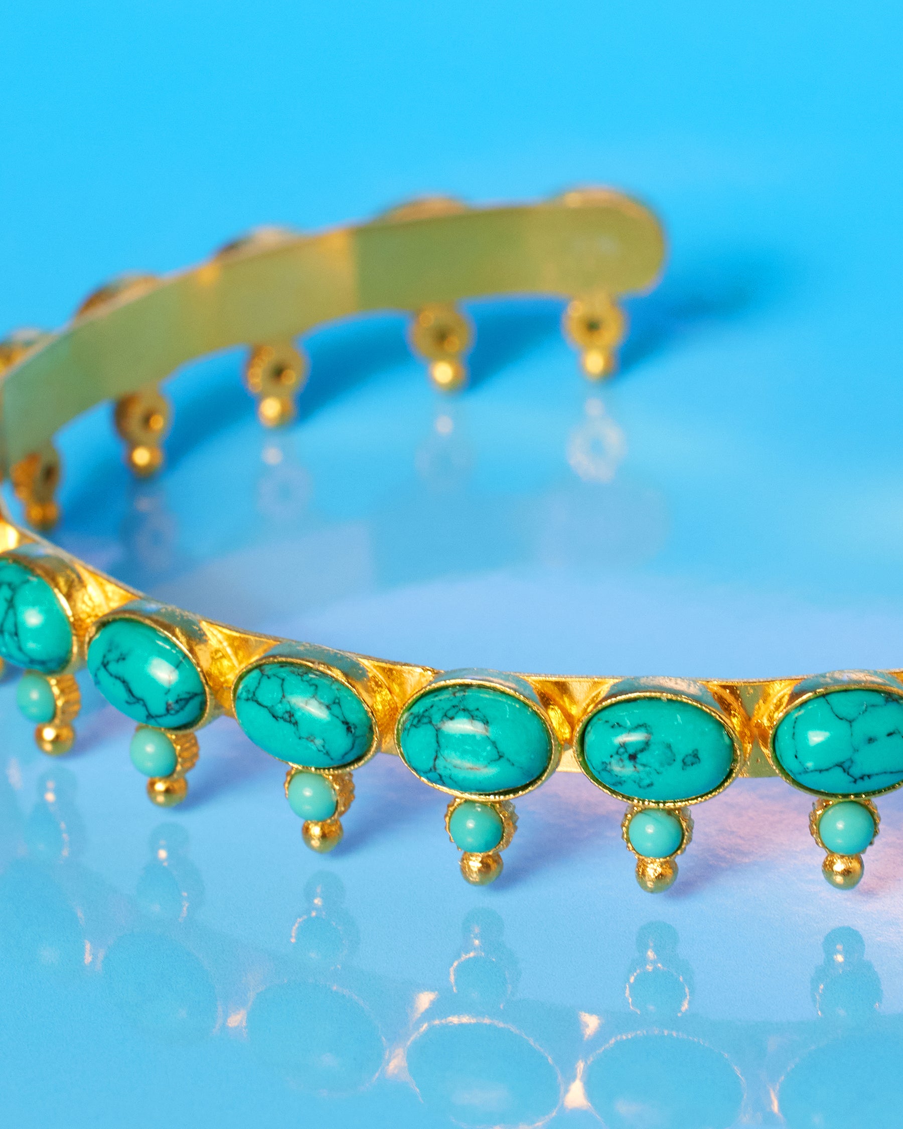 Cora Turquoise Blue Cuff Bracelet closeup