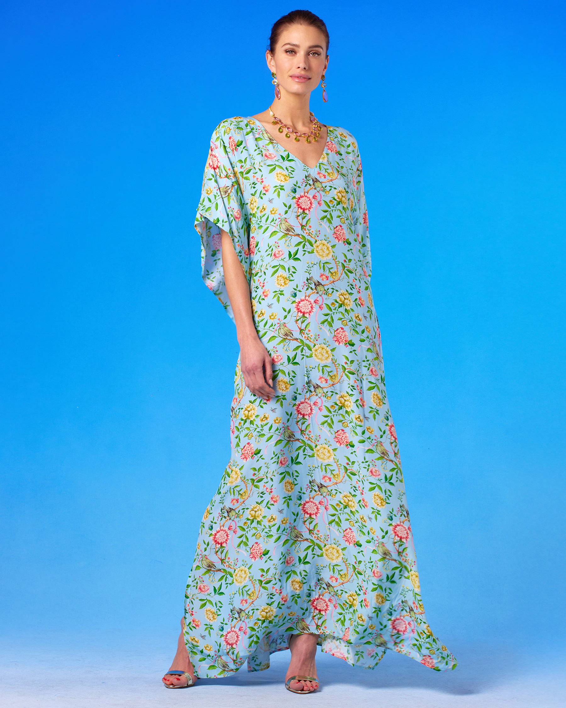 Kallista Kaftan in Antibes Florals front view