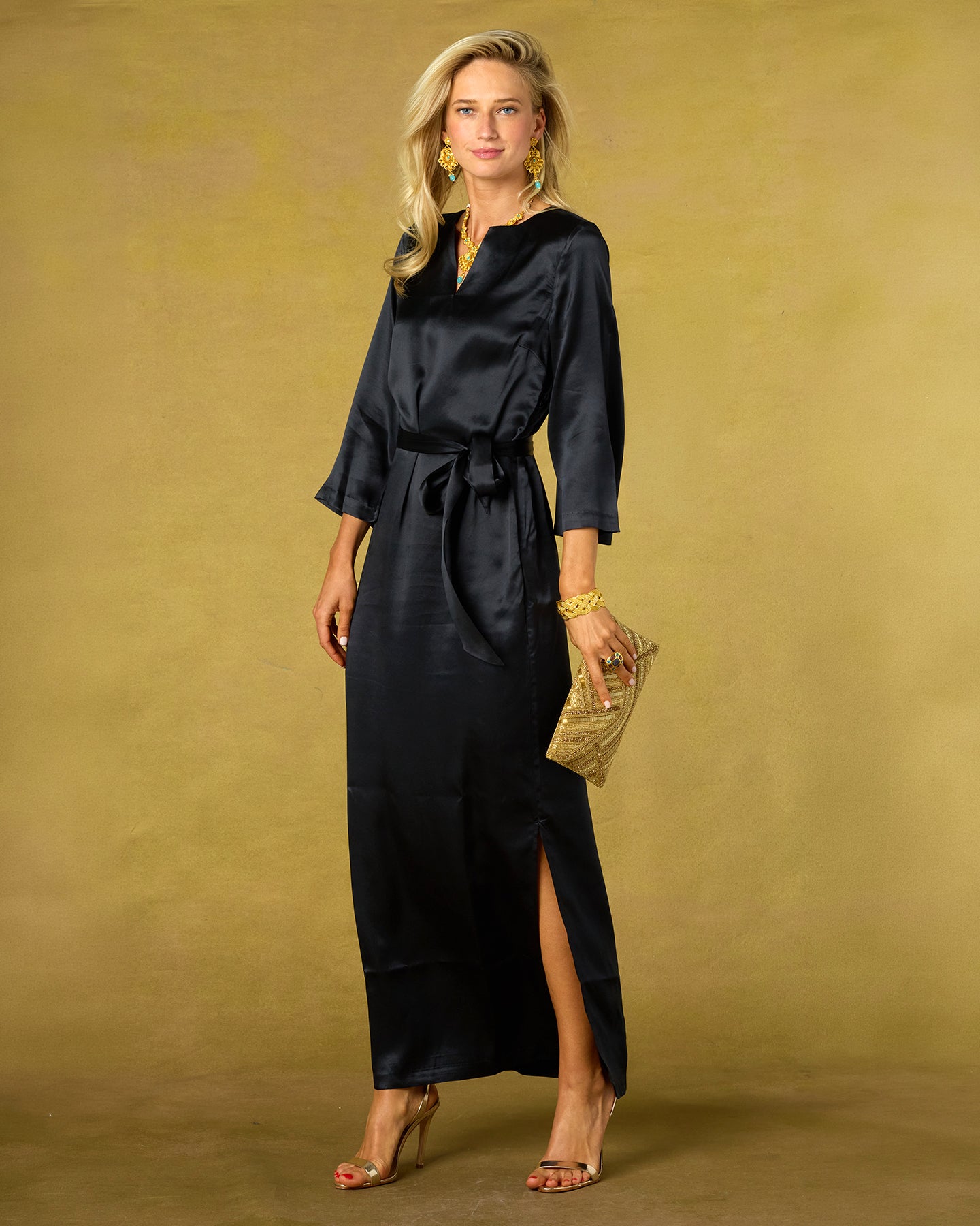 NicoBlu® Majorelle Silk Dress in Black