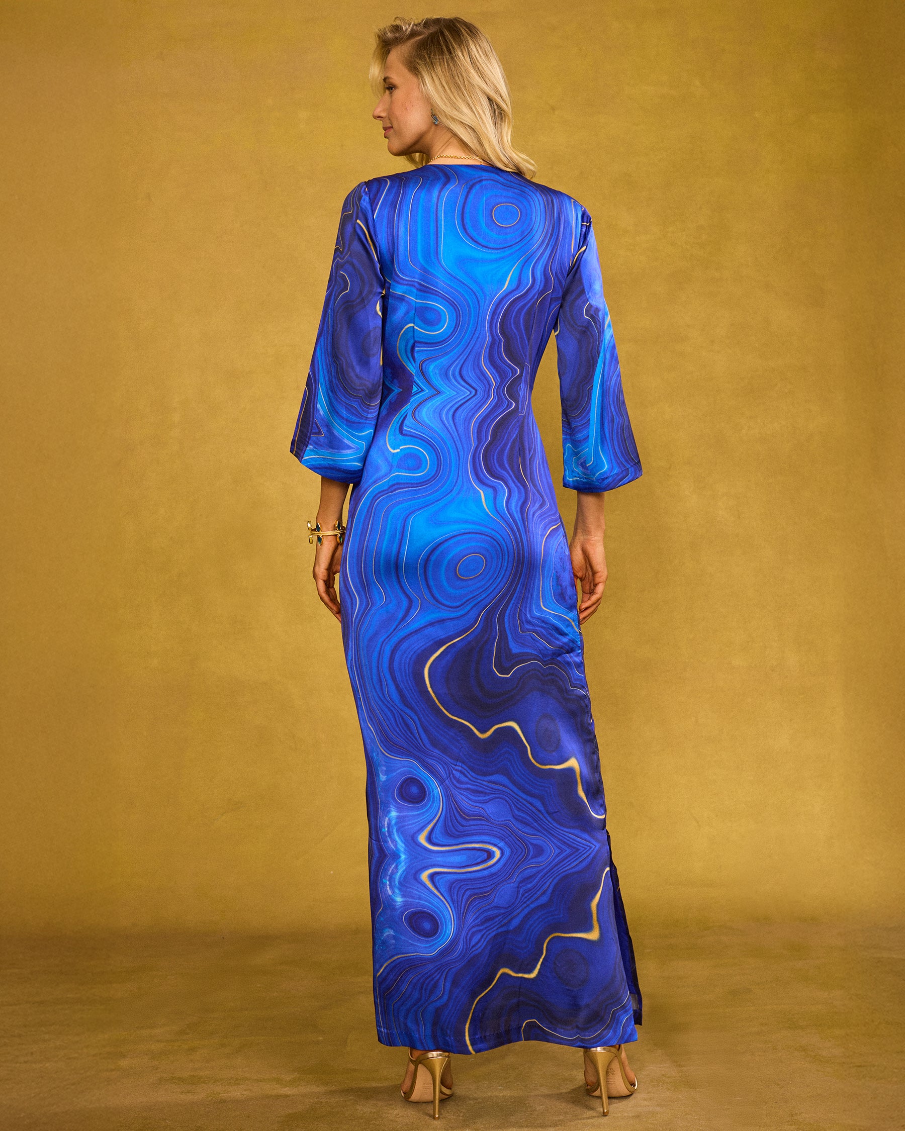 Majorelle Silk Dress in Lapis Lazuli back view
