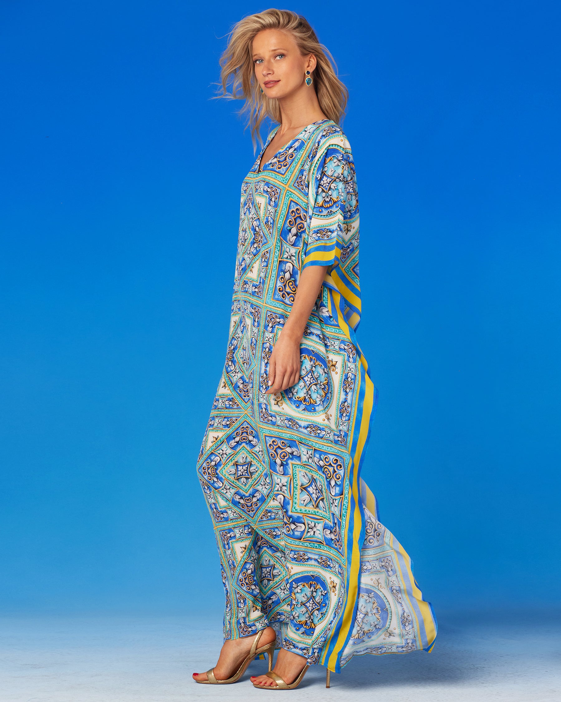 Marbella Silk Kaftan-Side View