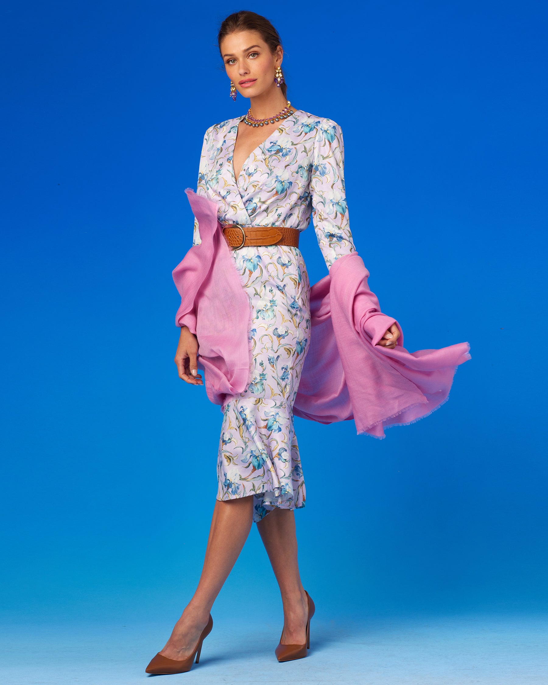 Josephine Pashmina Shawl in Dusky Rose