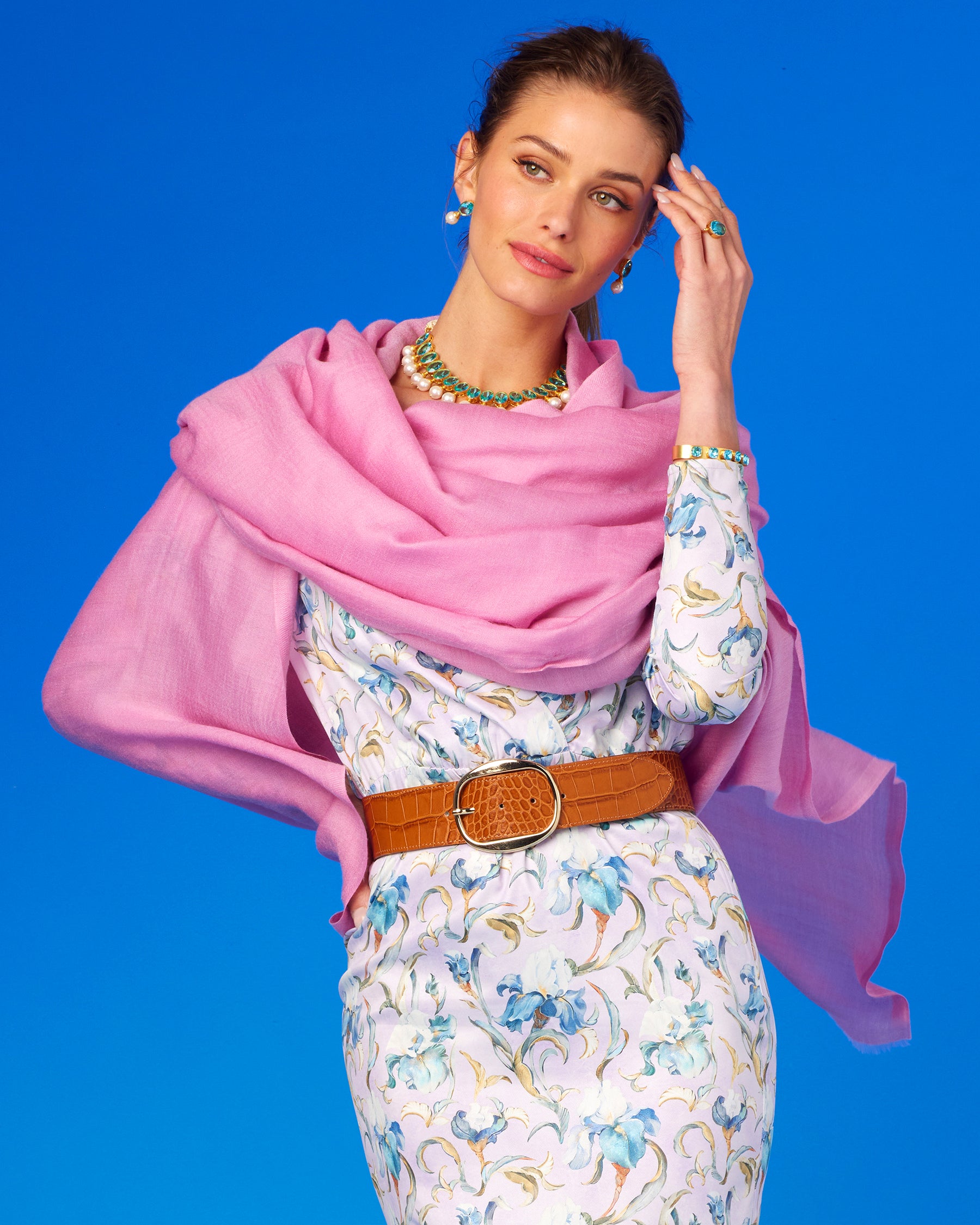 Josephine Pashmina Shawl in Dusky Rose