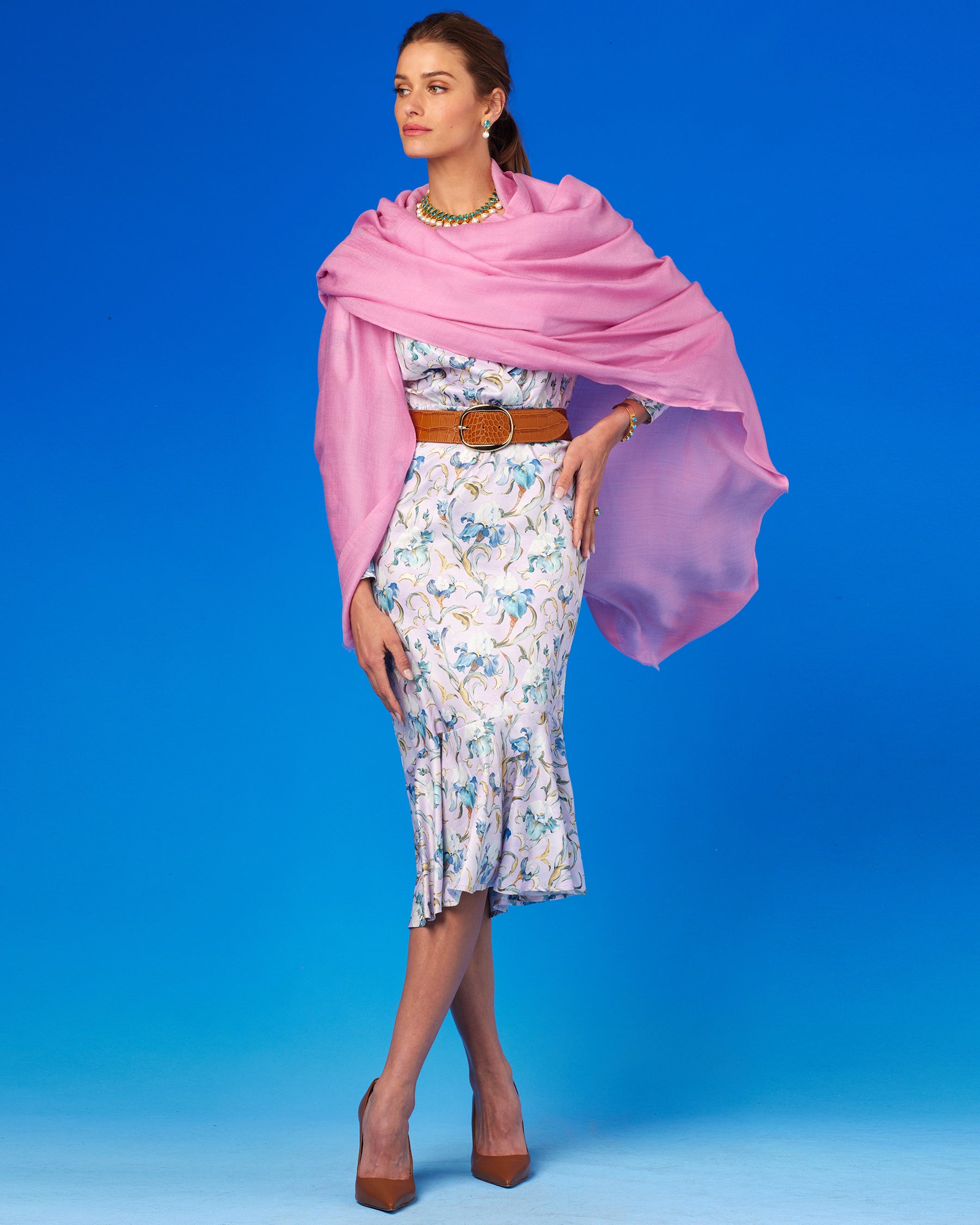 Marielle Midi Ruffle Dress in Lavender Iris