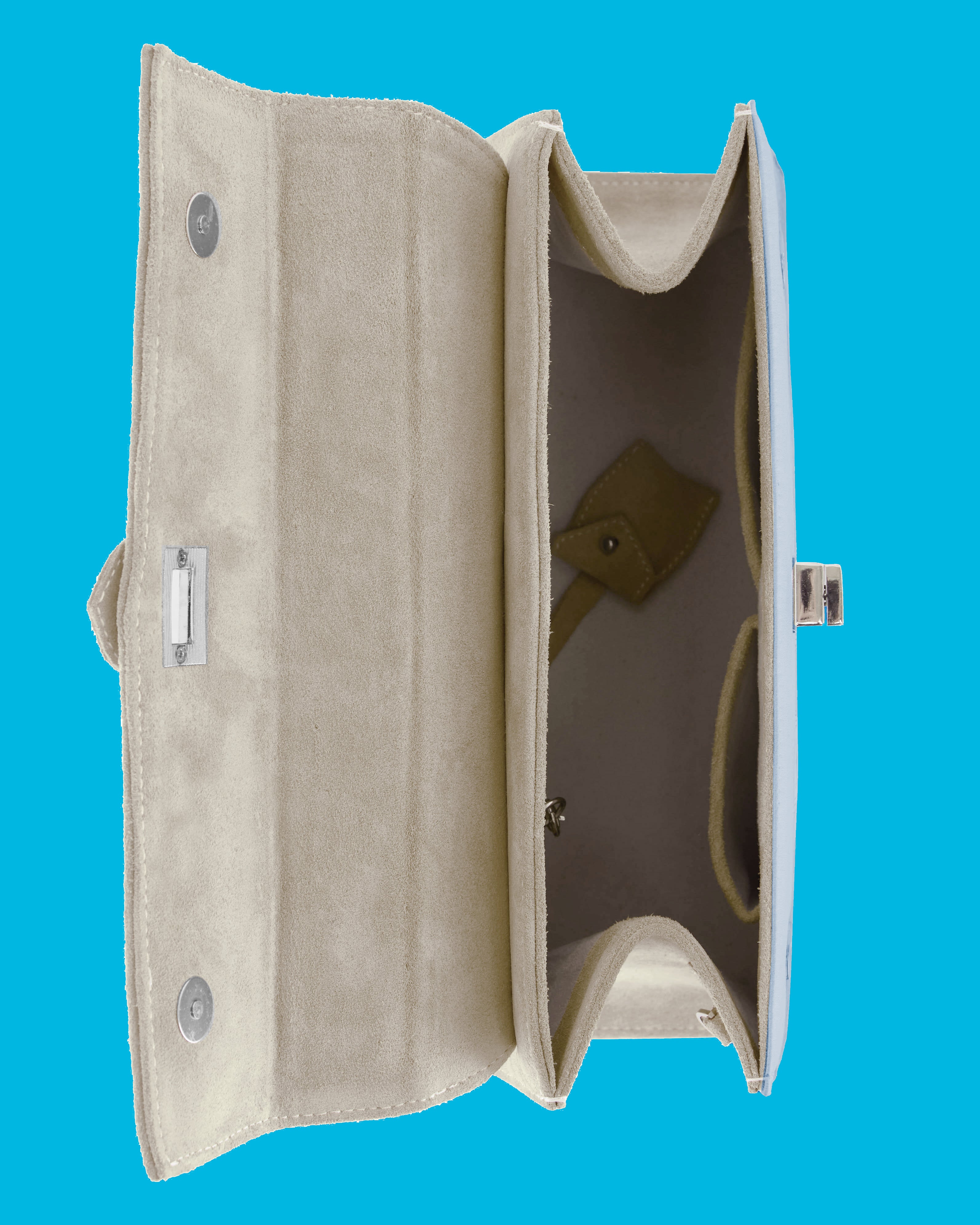 Marquise Paris Recontre Équestre Top Handle Shoulder Bag in Blue Taupe-Interior View