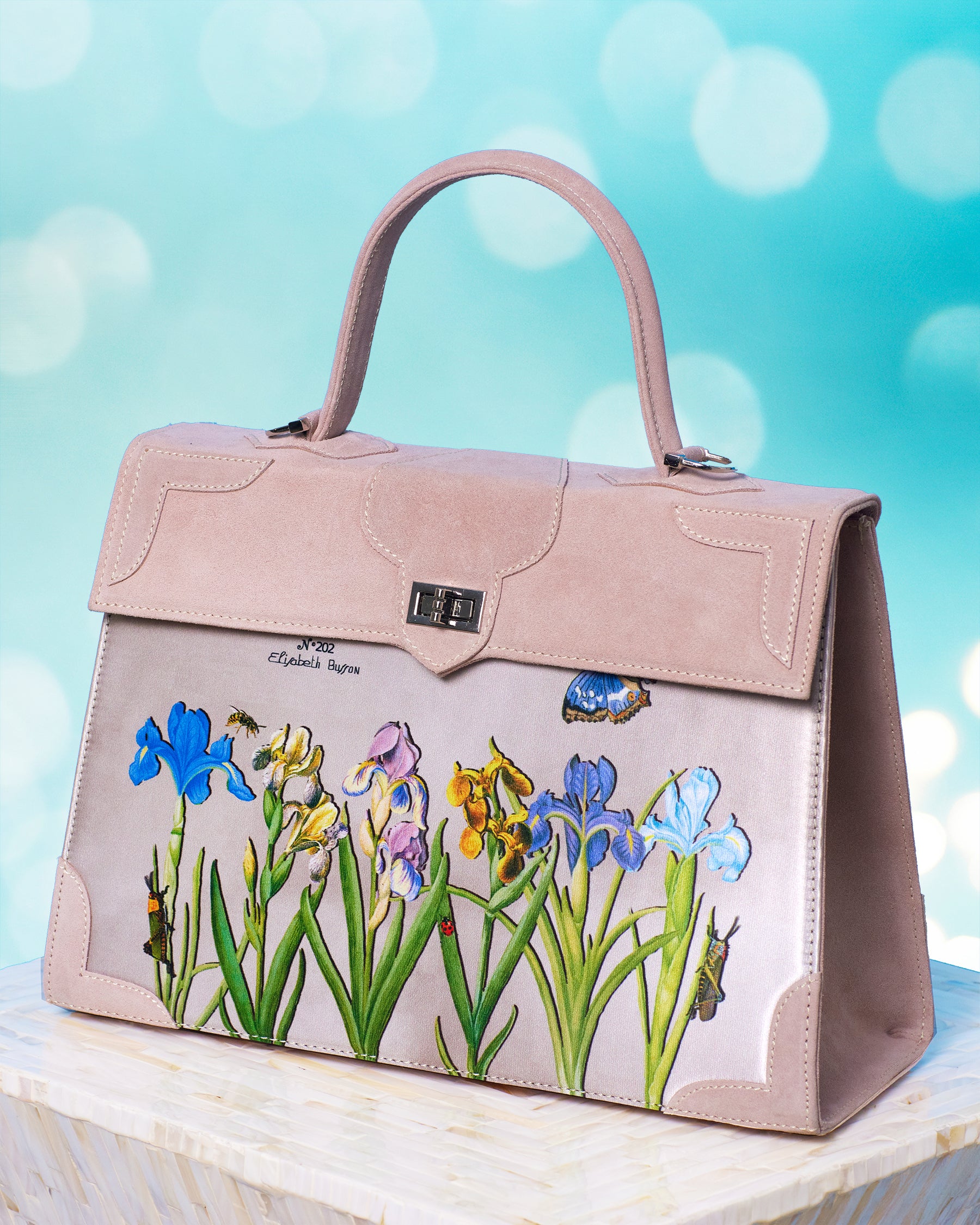 Marquise Paris Marquise Les Iris Top Handle Shoulder Bag in Pastel Pink-Side View