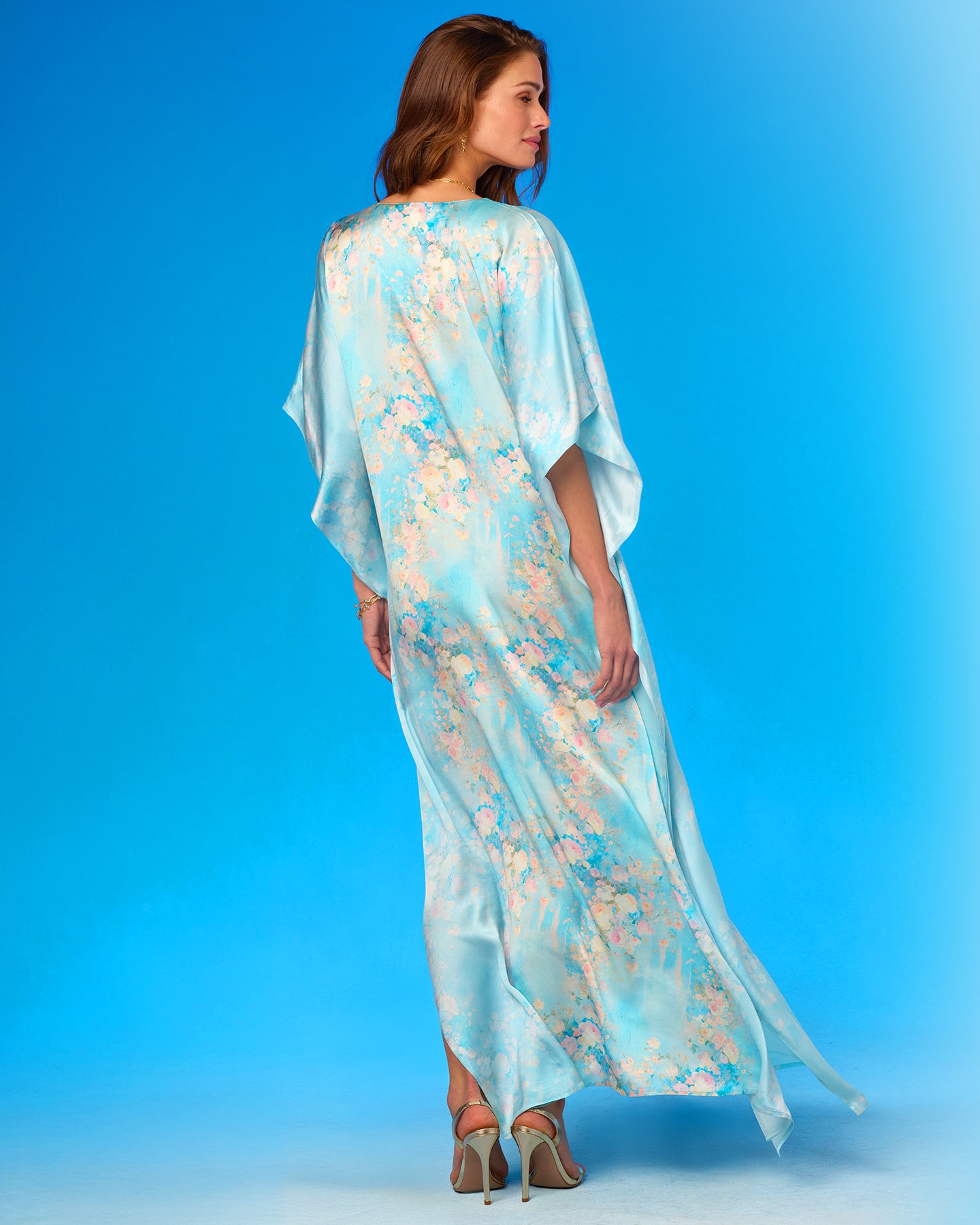 Ophelia Silk Kaftan in Impressionist Florals