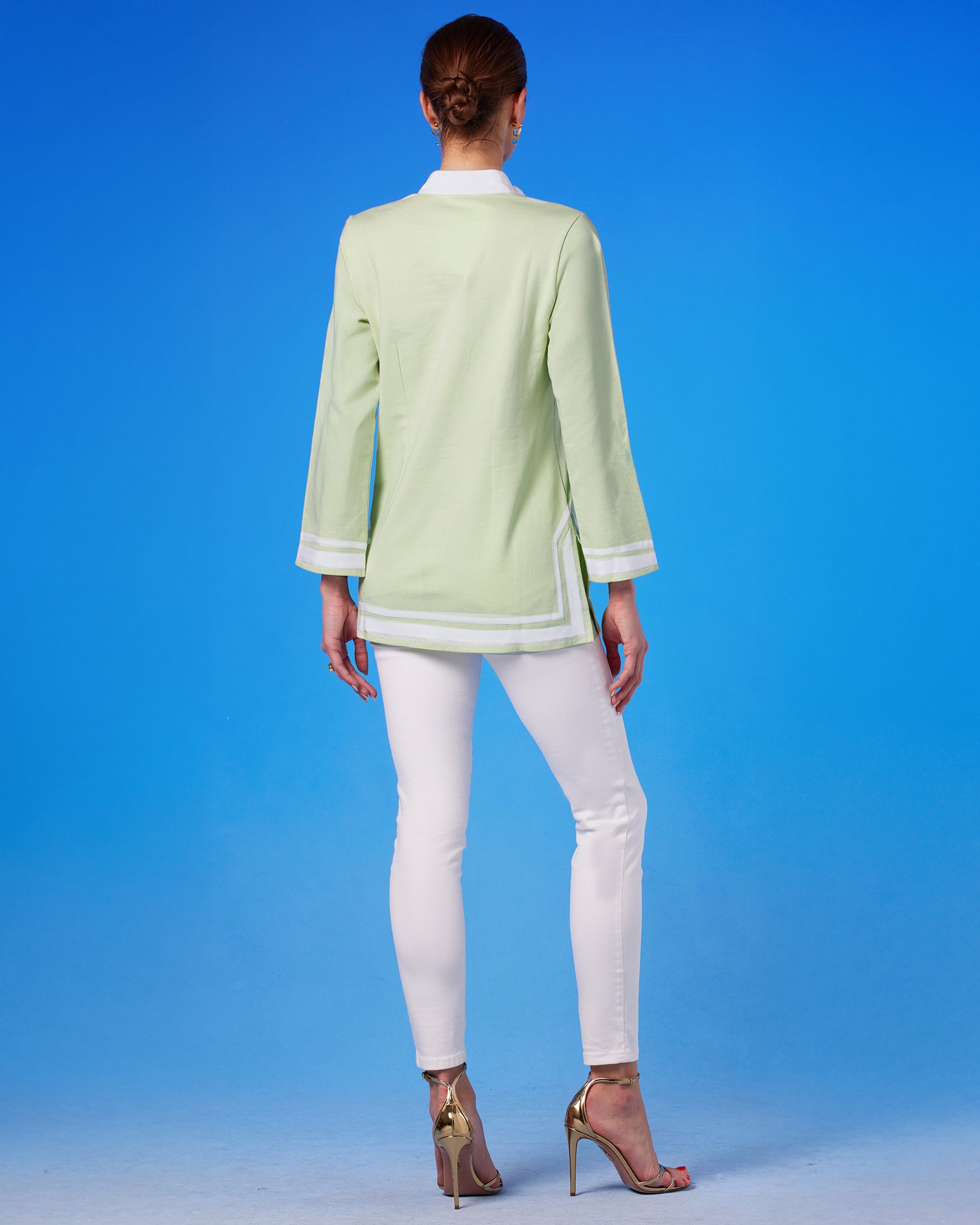 Peyton Cozy Tunic in Mint Green French Terry back view