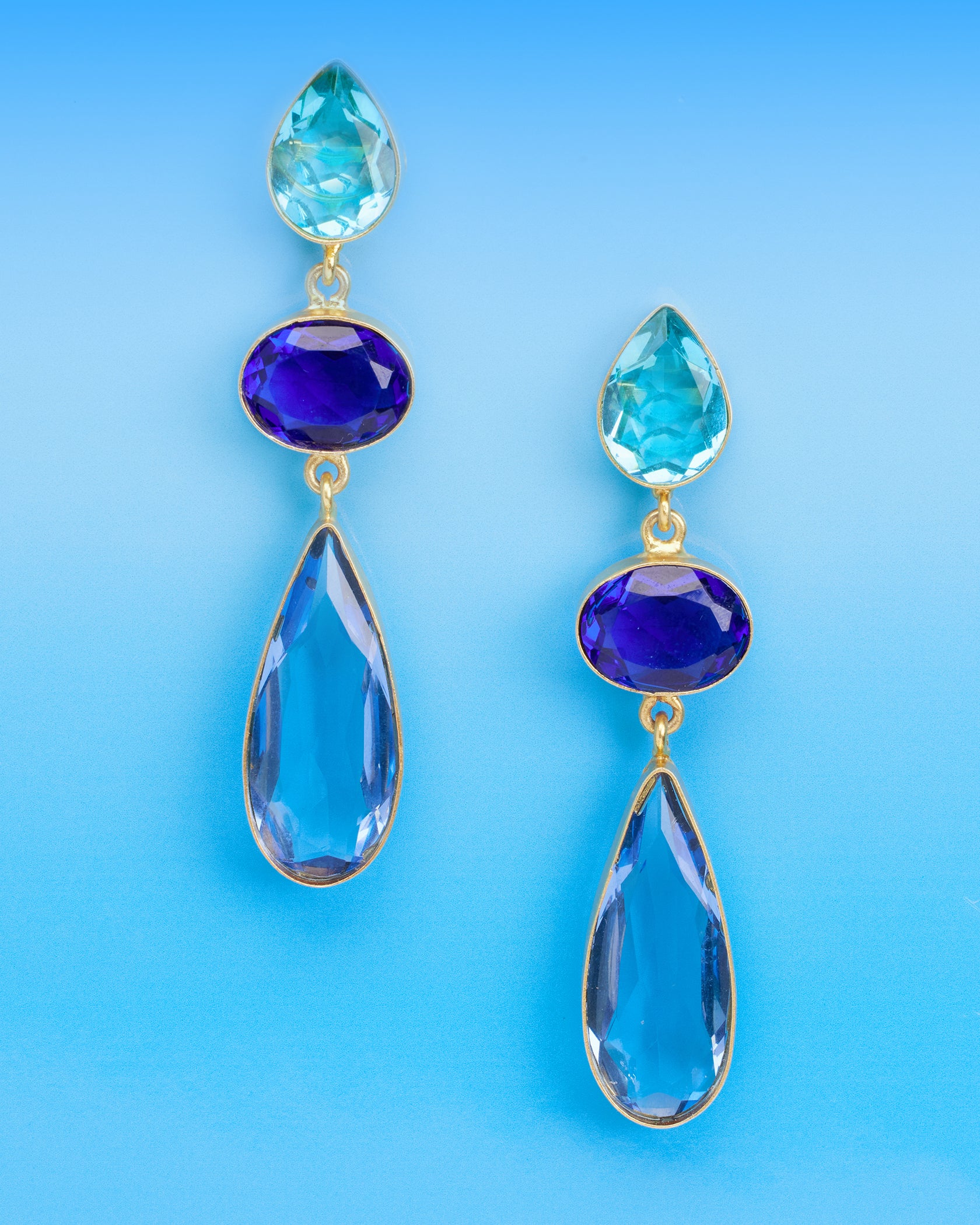 NicoBlu Ravenna Statement Drop Earrings in Sea Blues NicoBlu Ravenna Statement Drop Earrings in Sea Blues