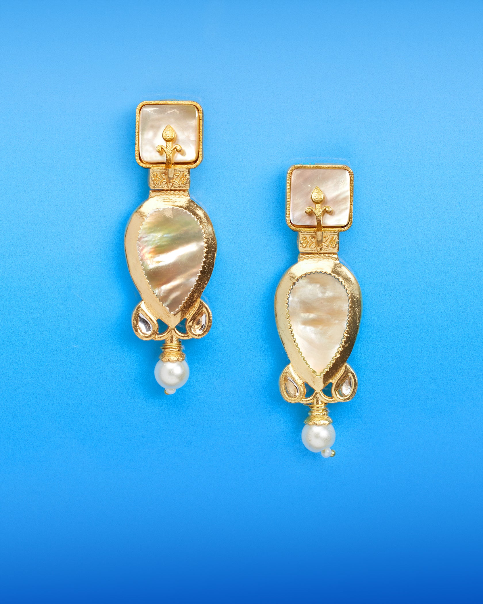 Brooke Earrings in Mother of Pearl White