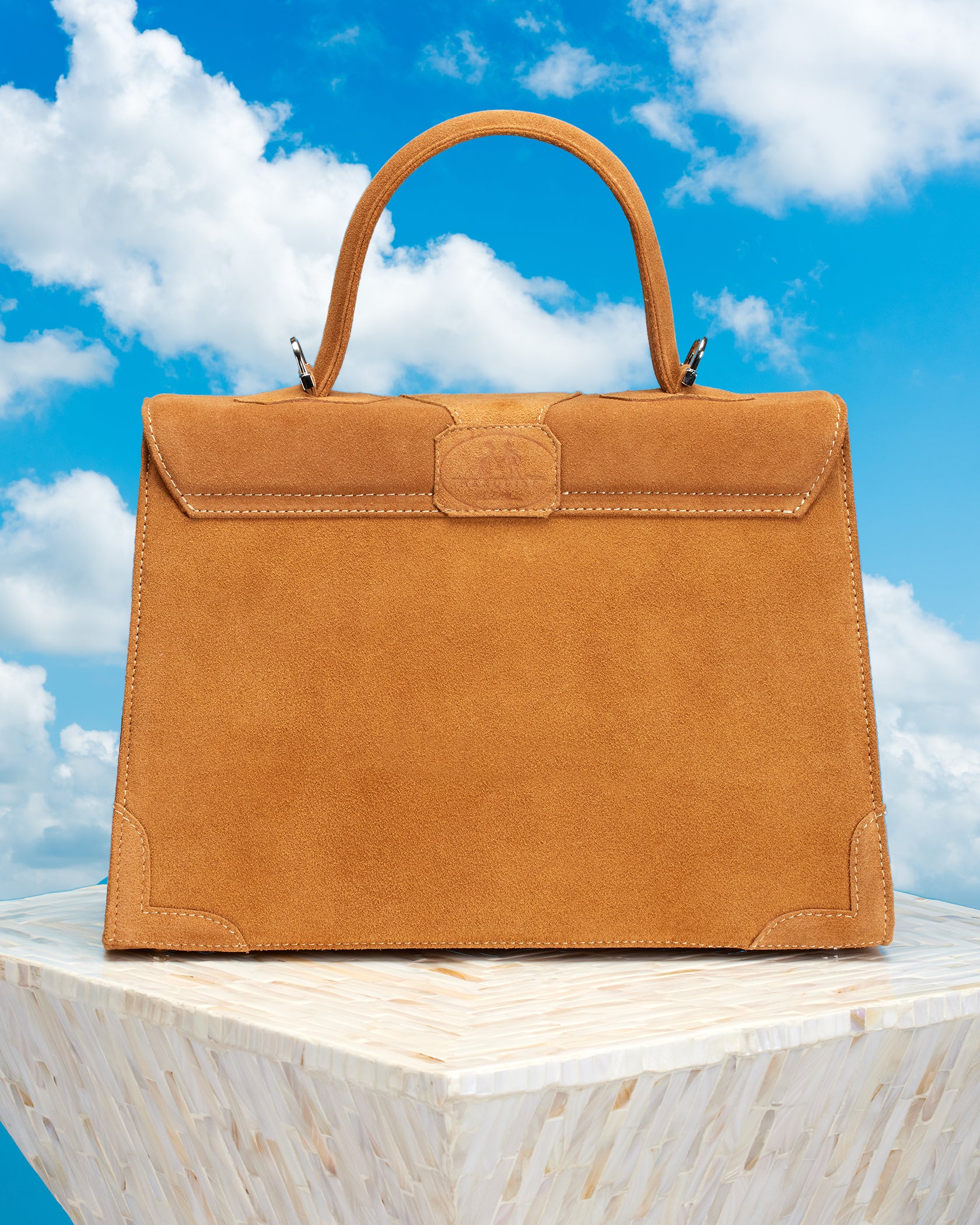 Marquise Paris Tulipe Top Handle Shoulder Bag in Honey=Back View