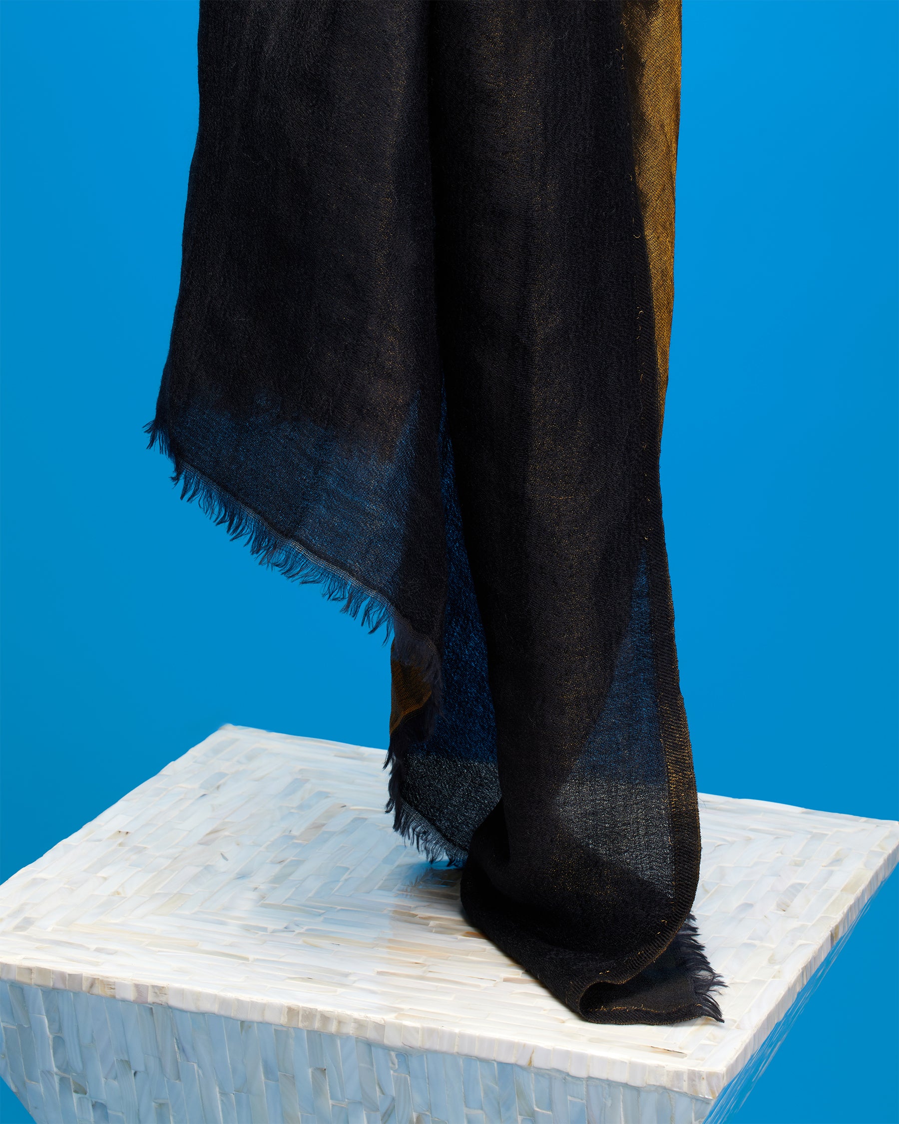 Josephine Reversible Pashmina Shawl in Bronze and Black-Black side