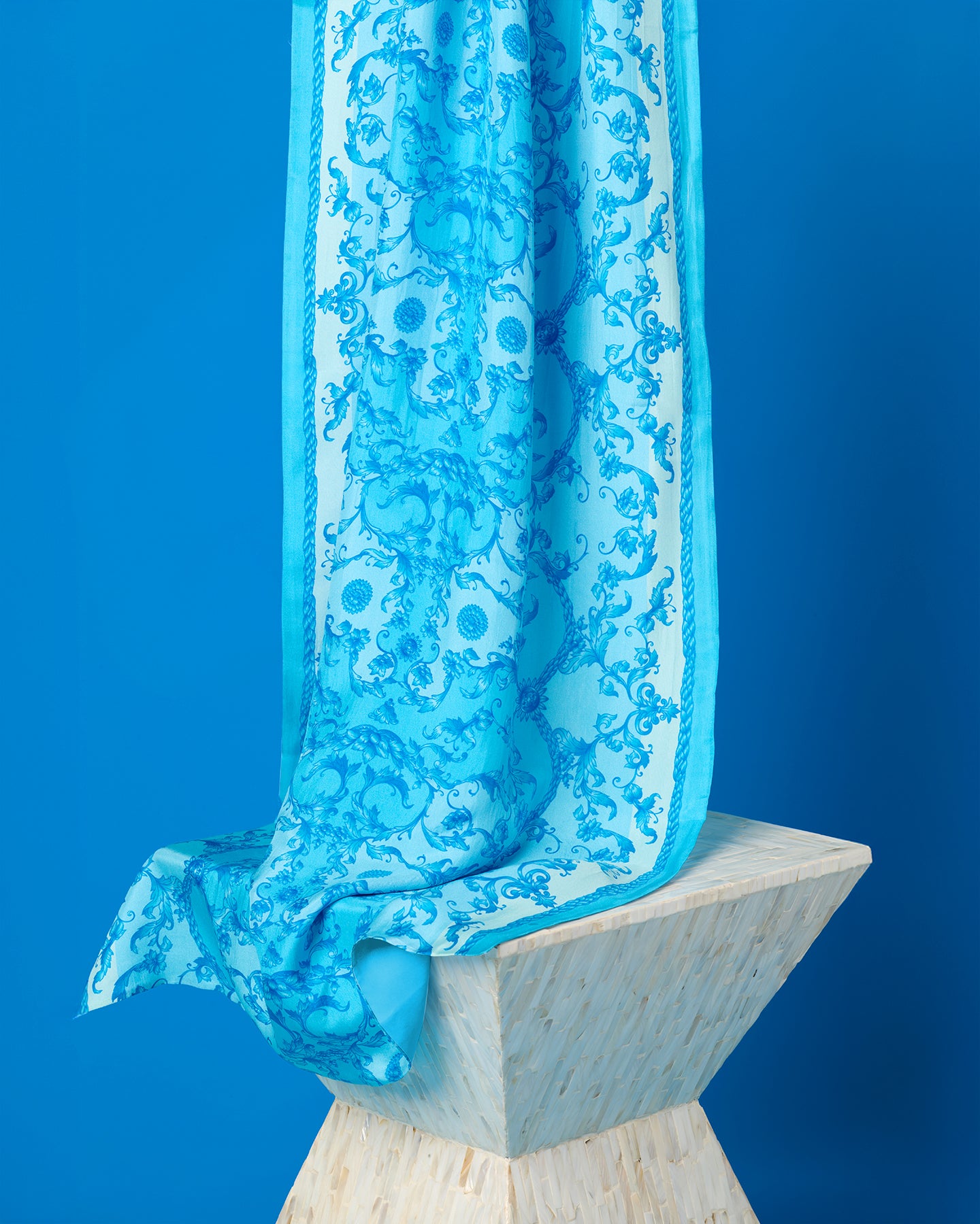 Cassidy Silk Shawl in Rococo Blues