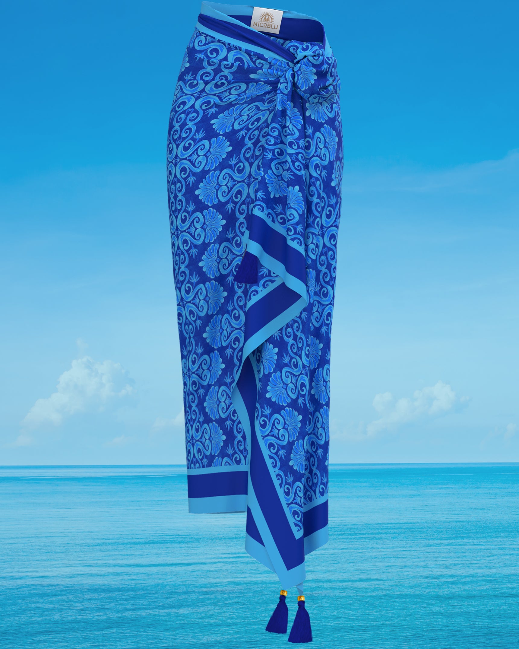 NicoBlu Thetis Organic Cotton Pareo in Mediterranean Blue