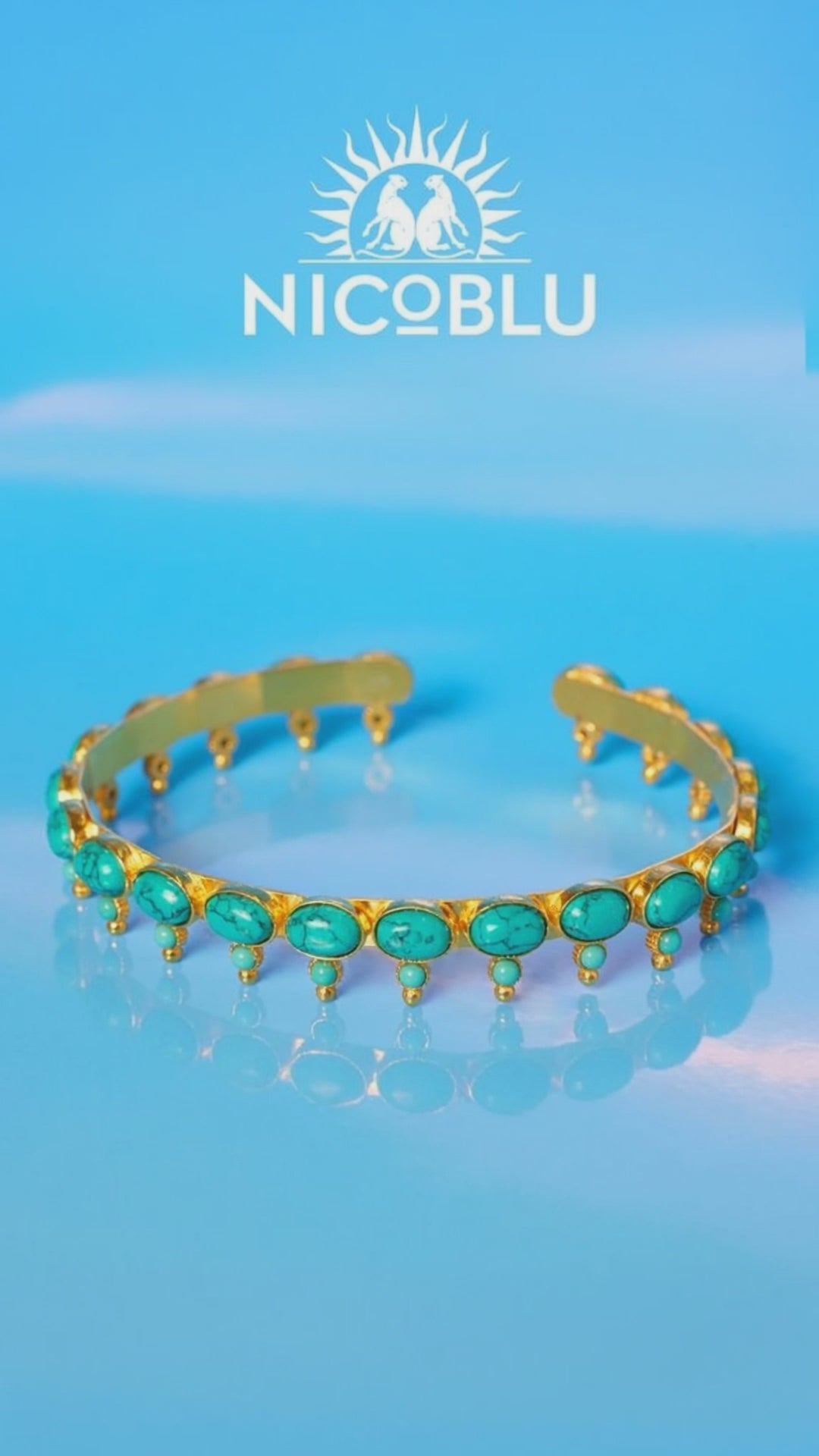 Video of Cora Turquoise Blue Cuff Bracelet