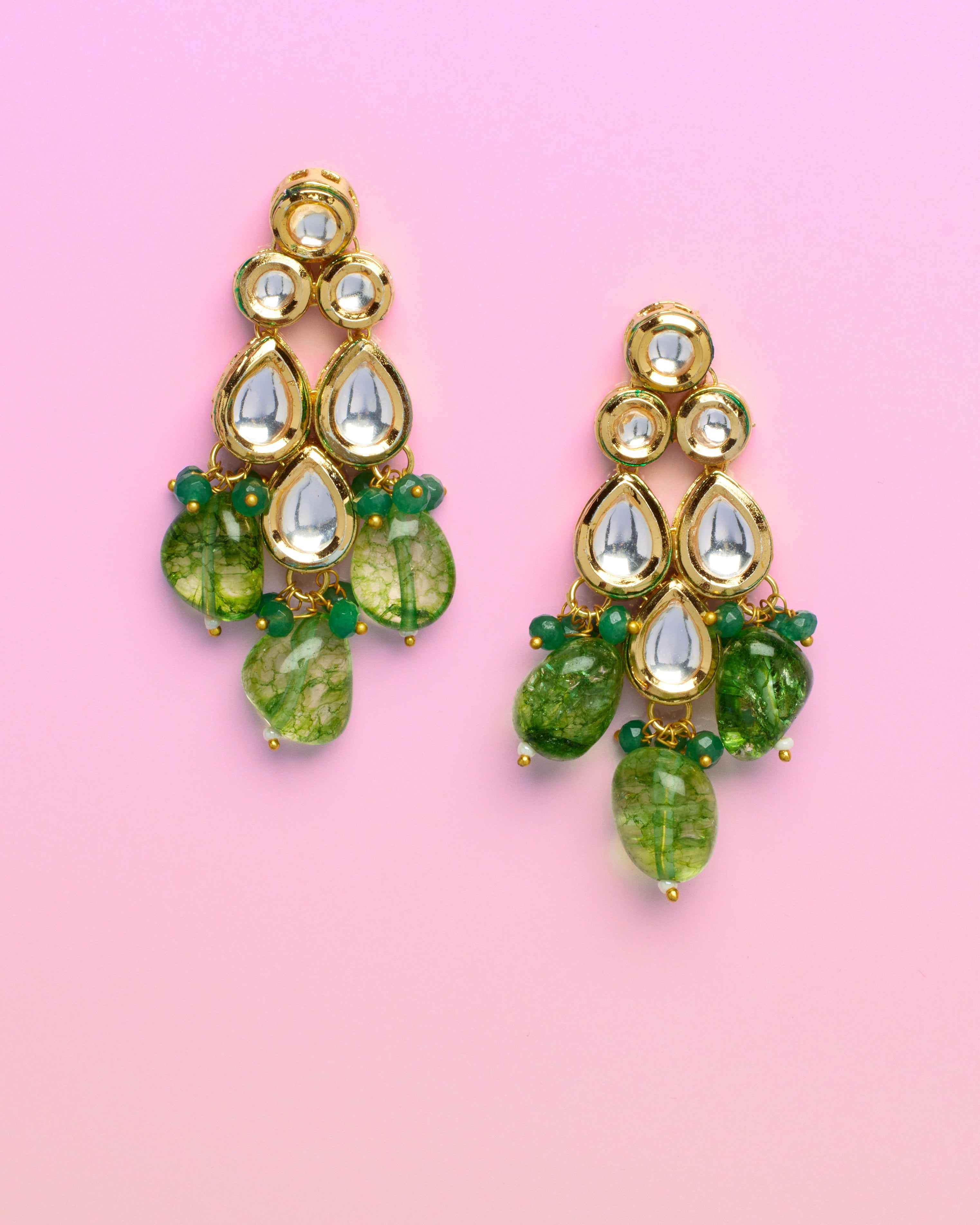 Sharawar Earrings in Peridot Green