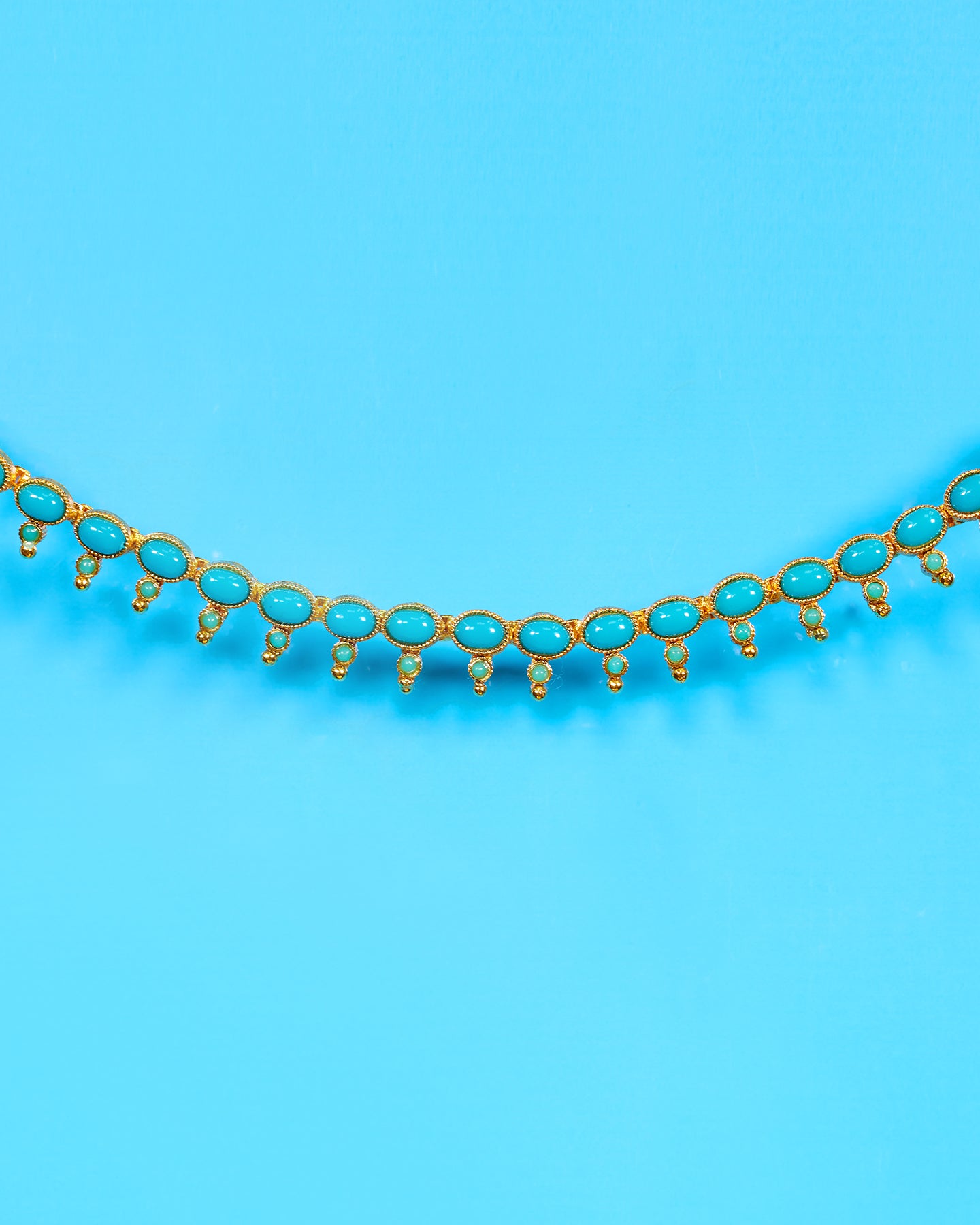 Cora Turquoise Blue String Necklace-Closeup
