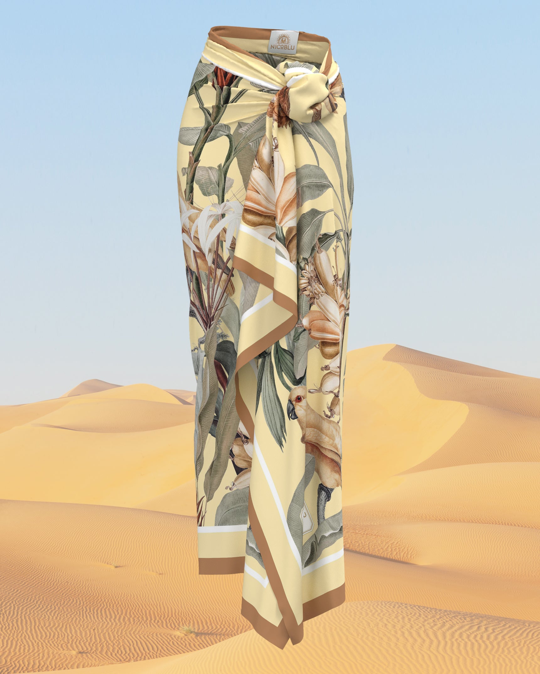 Savanna Pareo in Tropical Oasis Print-Front