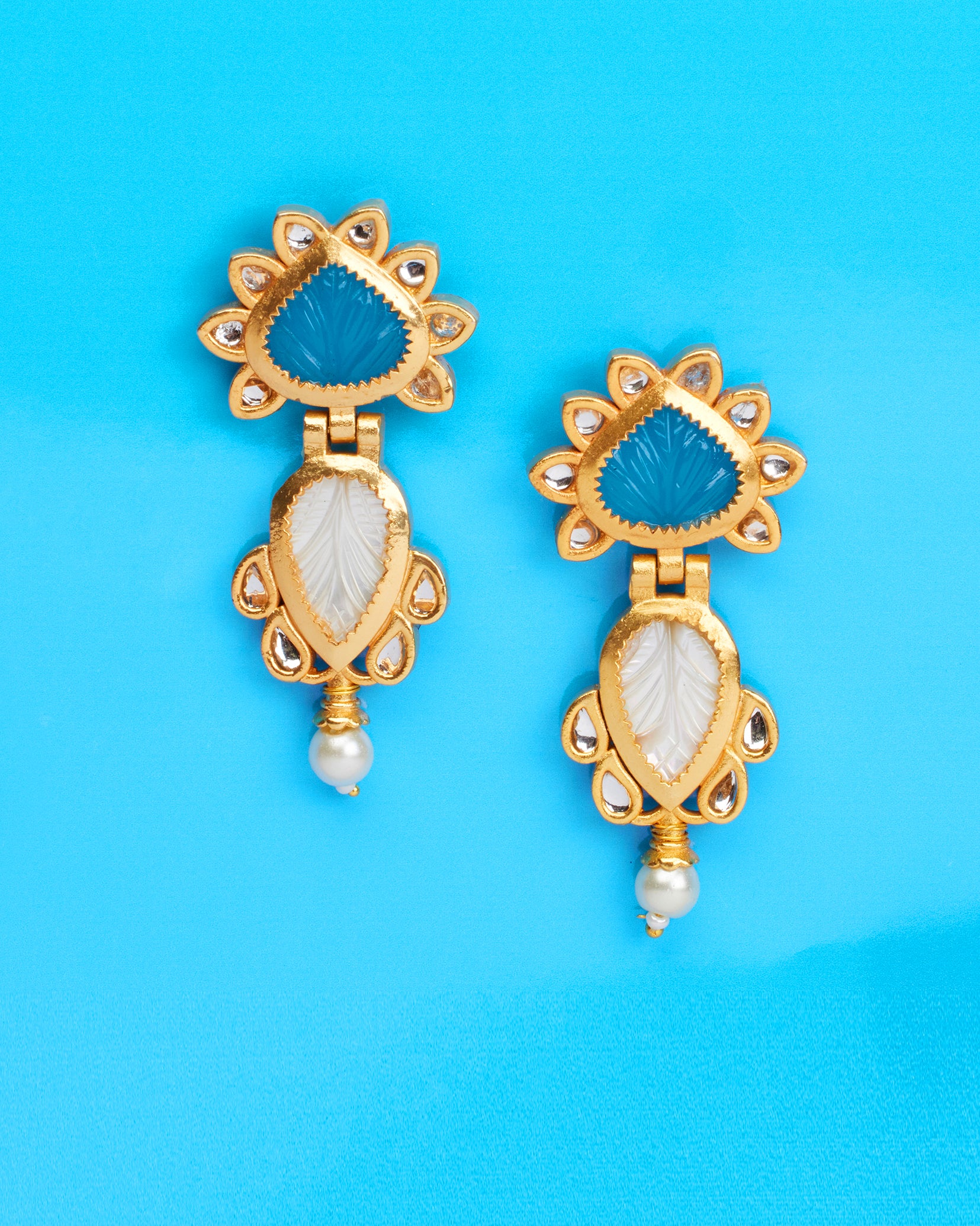 Mini Preston Earrings in White and Blue