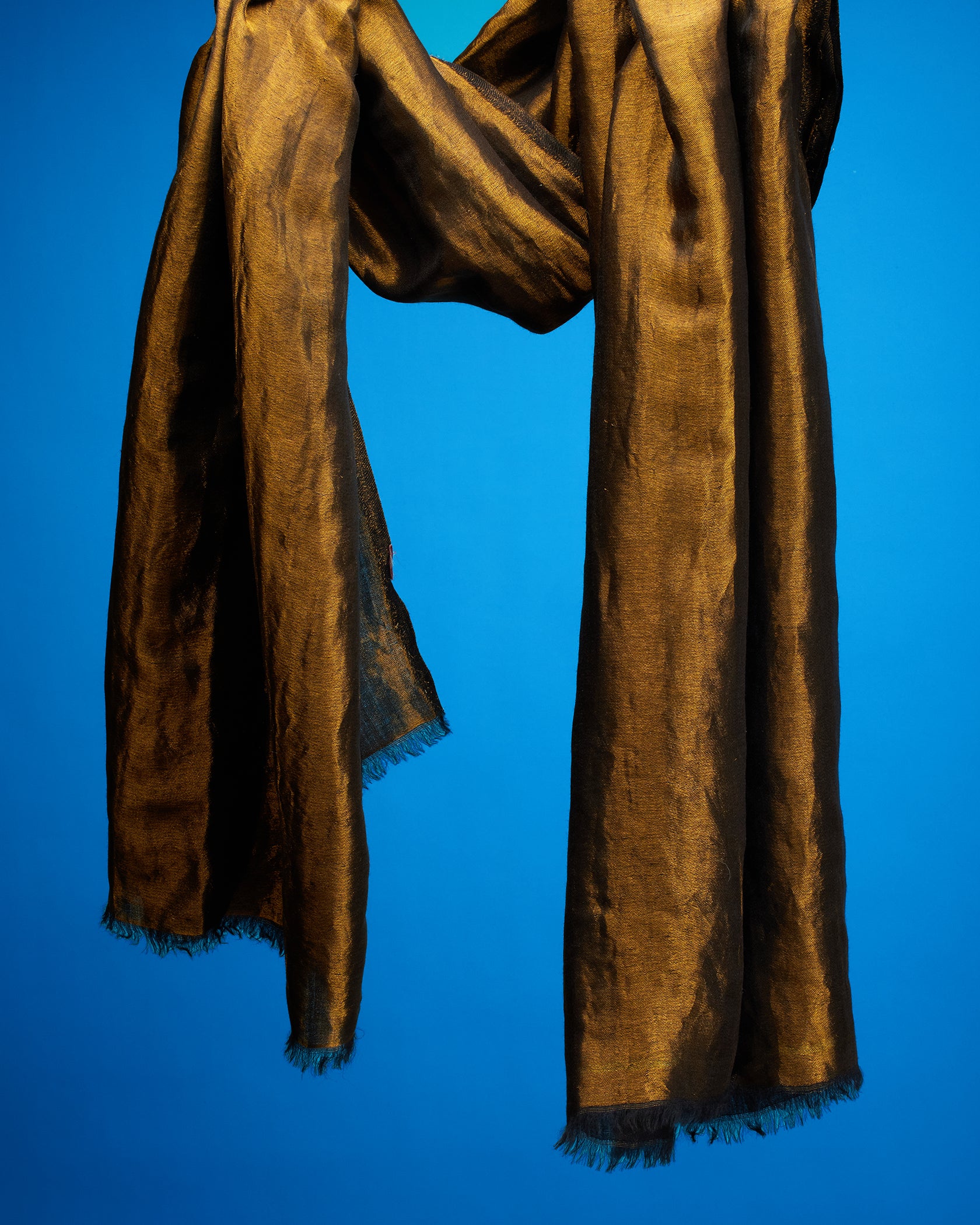 Josephine Reversible Pashmina Shawl in Gold Shimmer Night Sky