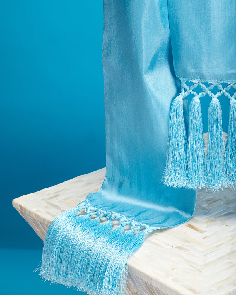 Cosima Sash Belt in Bermuda Turquoise-Detail