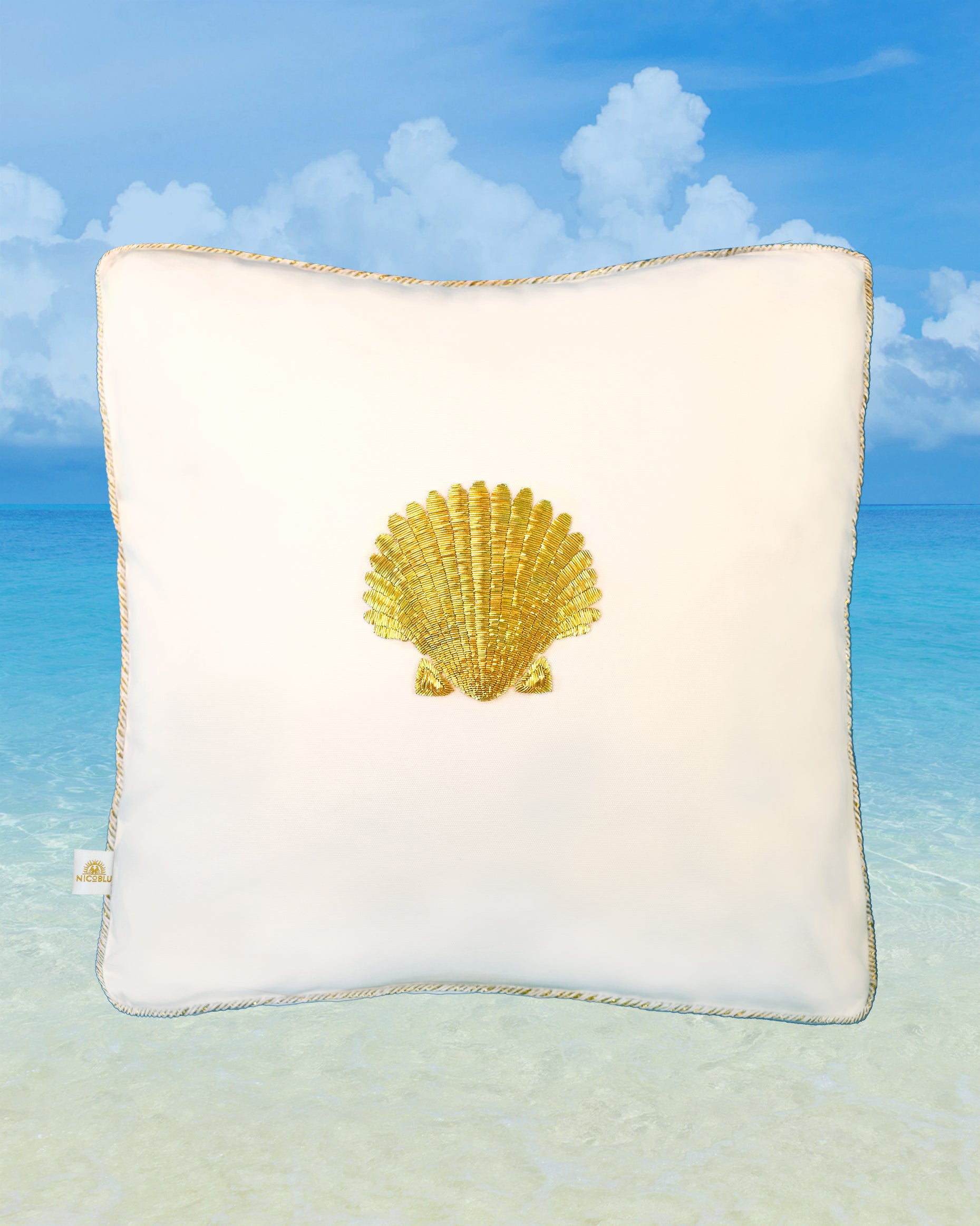 Nicos Pillow Embellished with Seashell Motif
