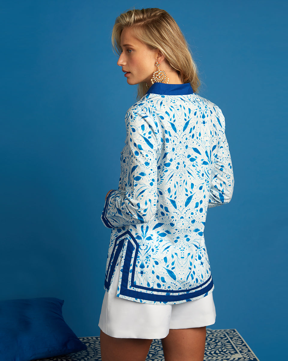 Capri Tunic in Blue and White Calliope Print