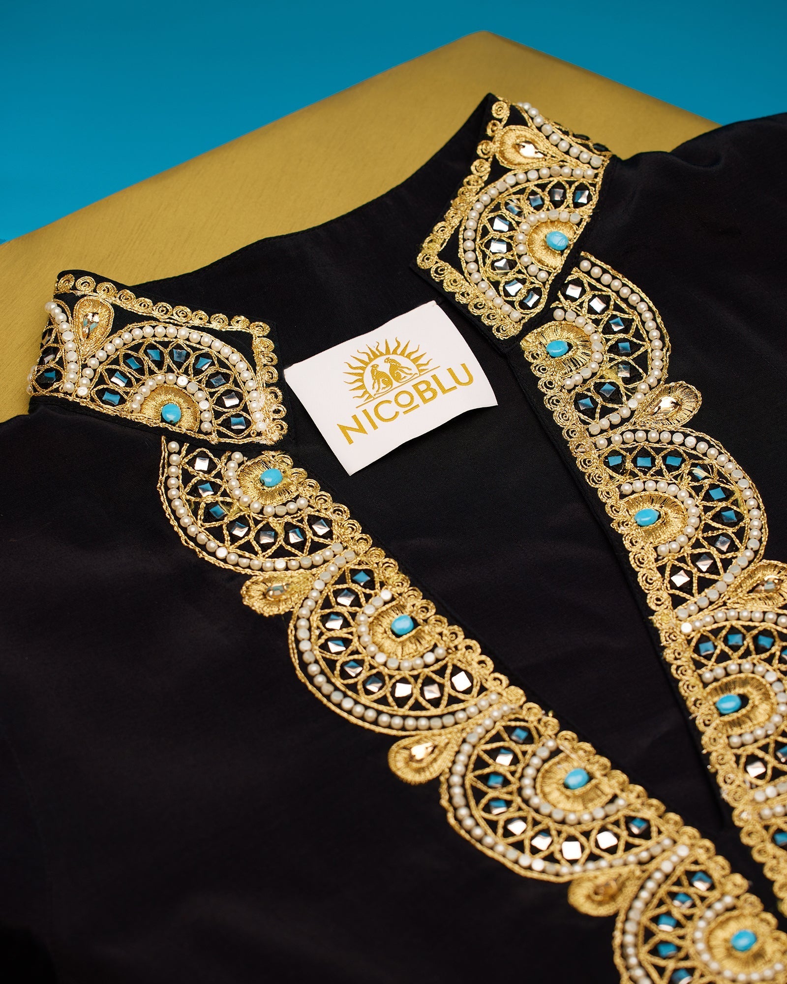 Noor Black Tunic with Gold Embellishment