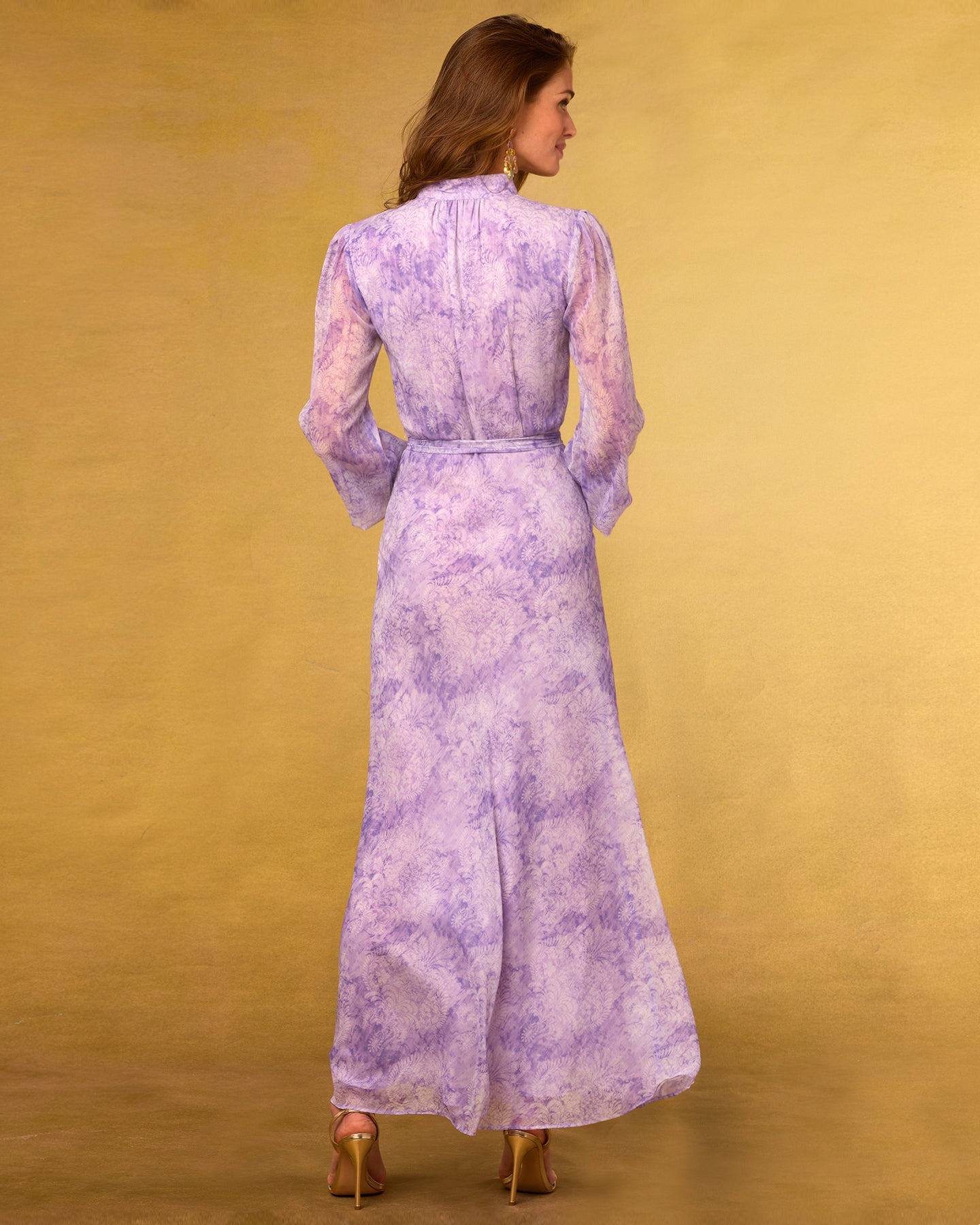 Anastasia Chiffon Dress in Antique Damask Lavender